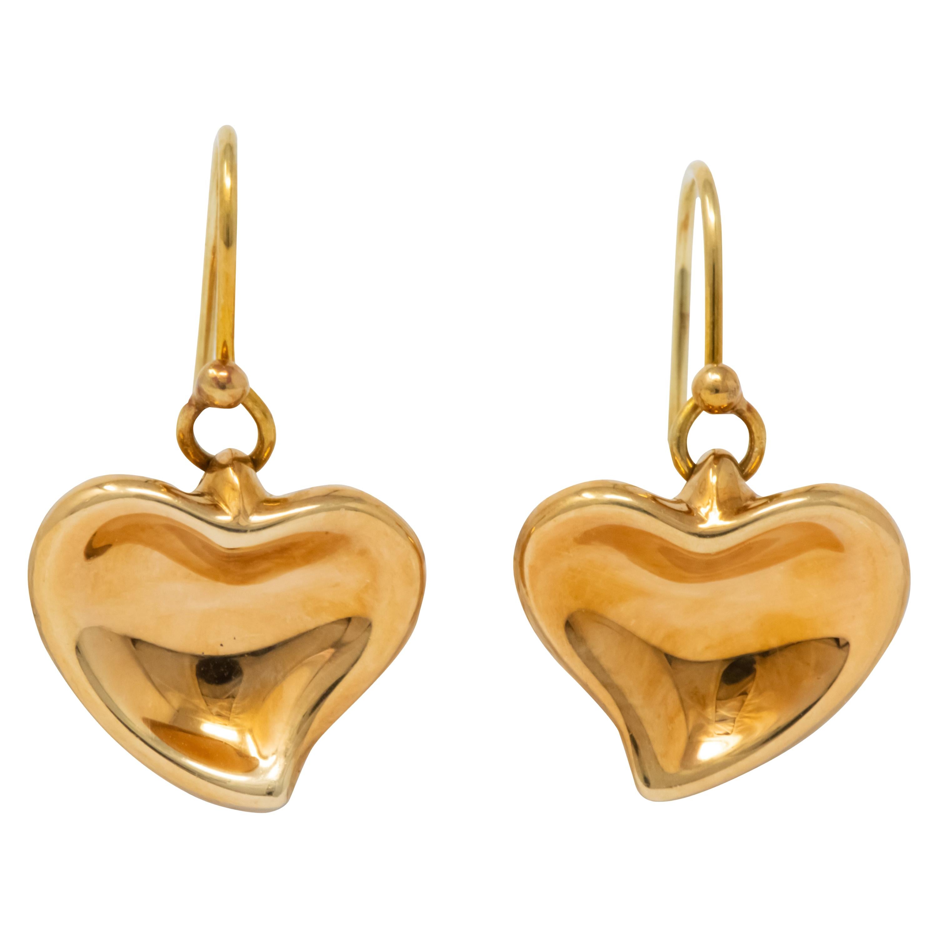Elsa Peretti Tiffany & Co. Vintage 18 Karat Gold Heart Drop Earrings