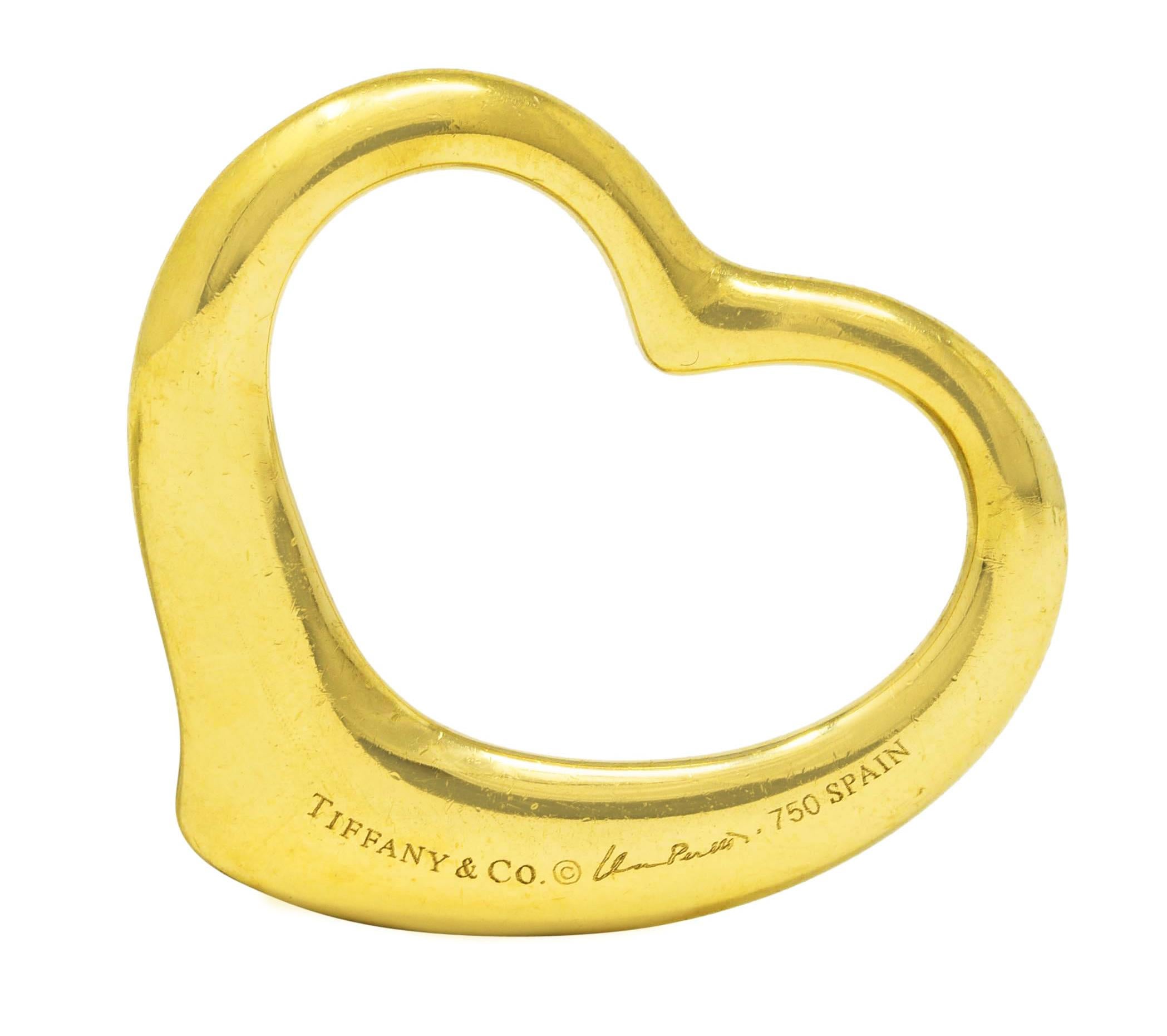 Contemporary Elsa Peretti Tiffany & Co. Vintage 18 Karat Yellow Gold Large Open Heart Pendant