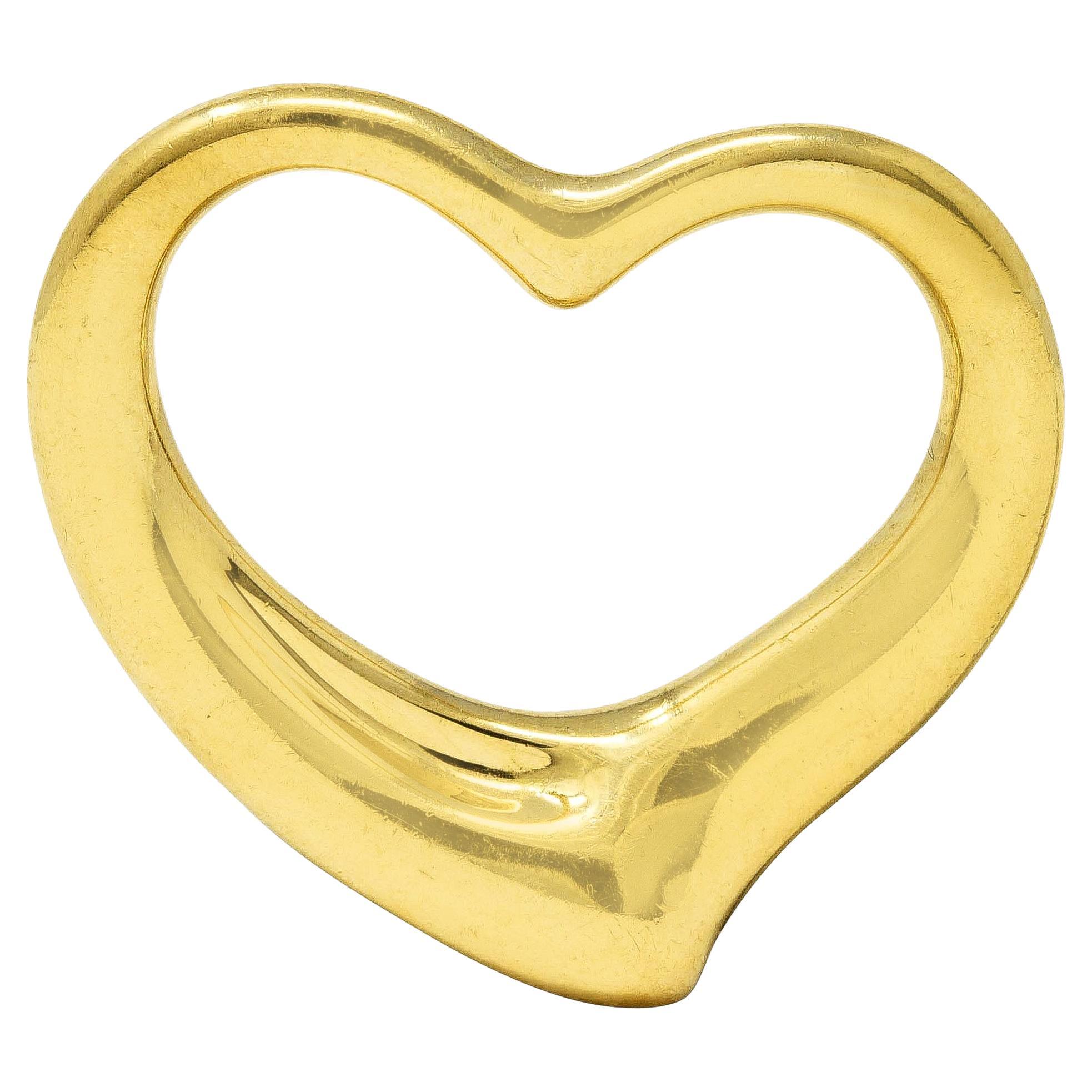 Elsa Peretti Tiffany & Co. Vintage 18 Karat Yellow Gold Large Open Heart Pendant