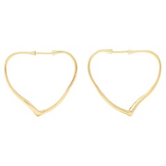 Elsa Peretti Tiffany & Co. Retro 18 Karat Yellow Gold Open Heart Hoop Earrings