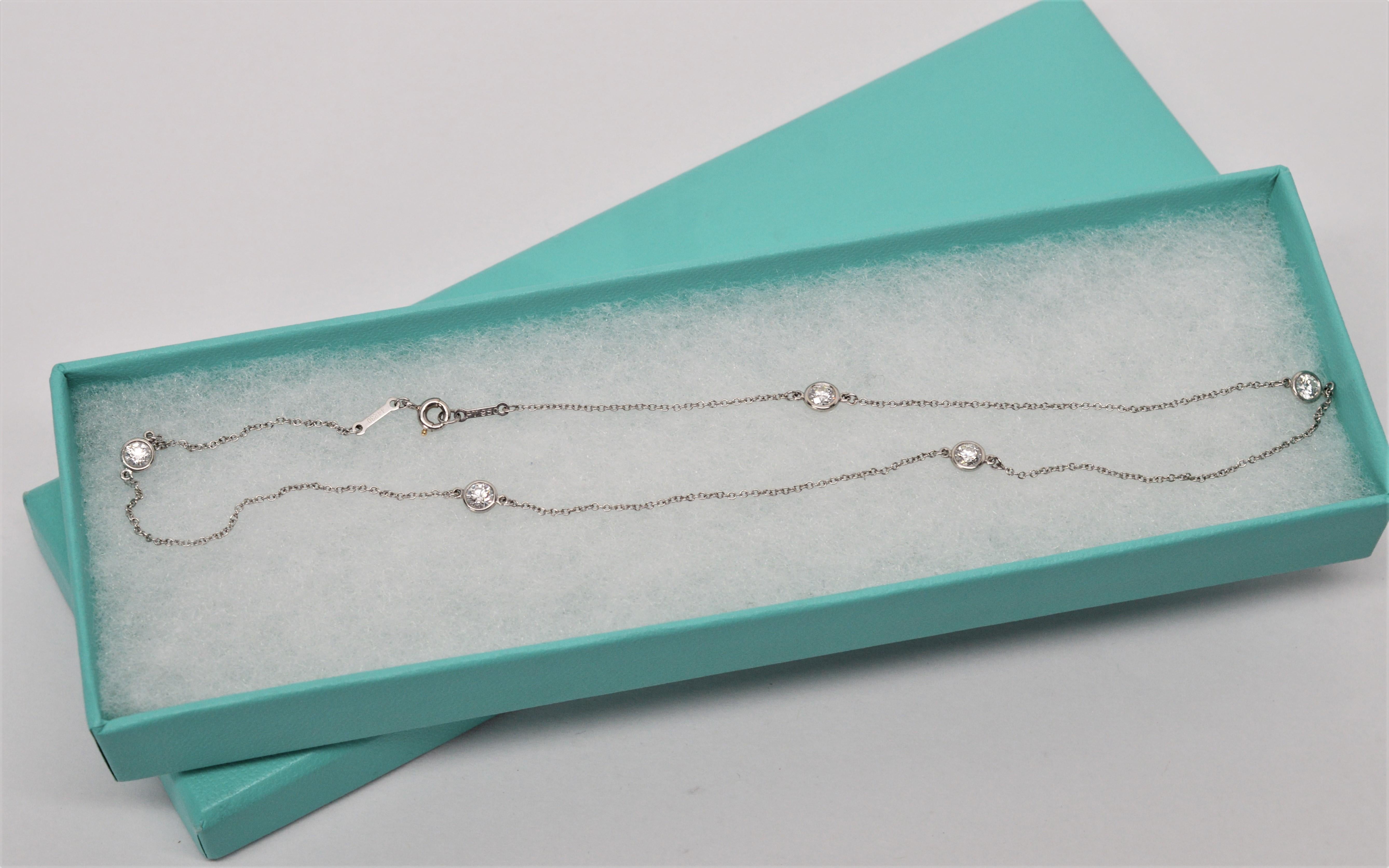Elsa Peretti Tiffany & Co. Platinum Diamond Station Chain Necklace 3