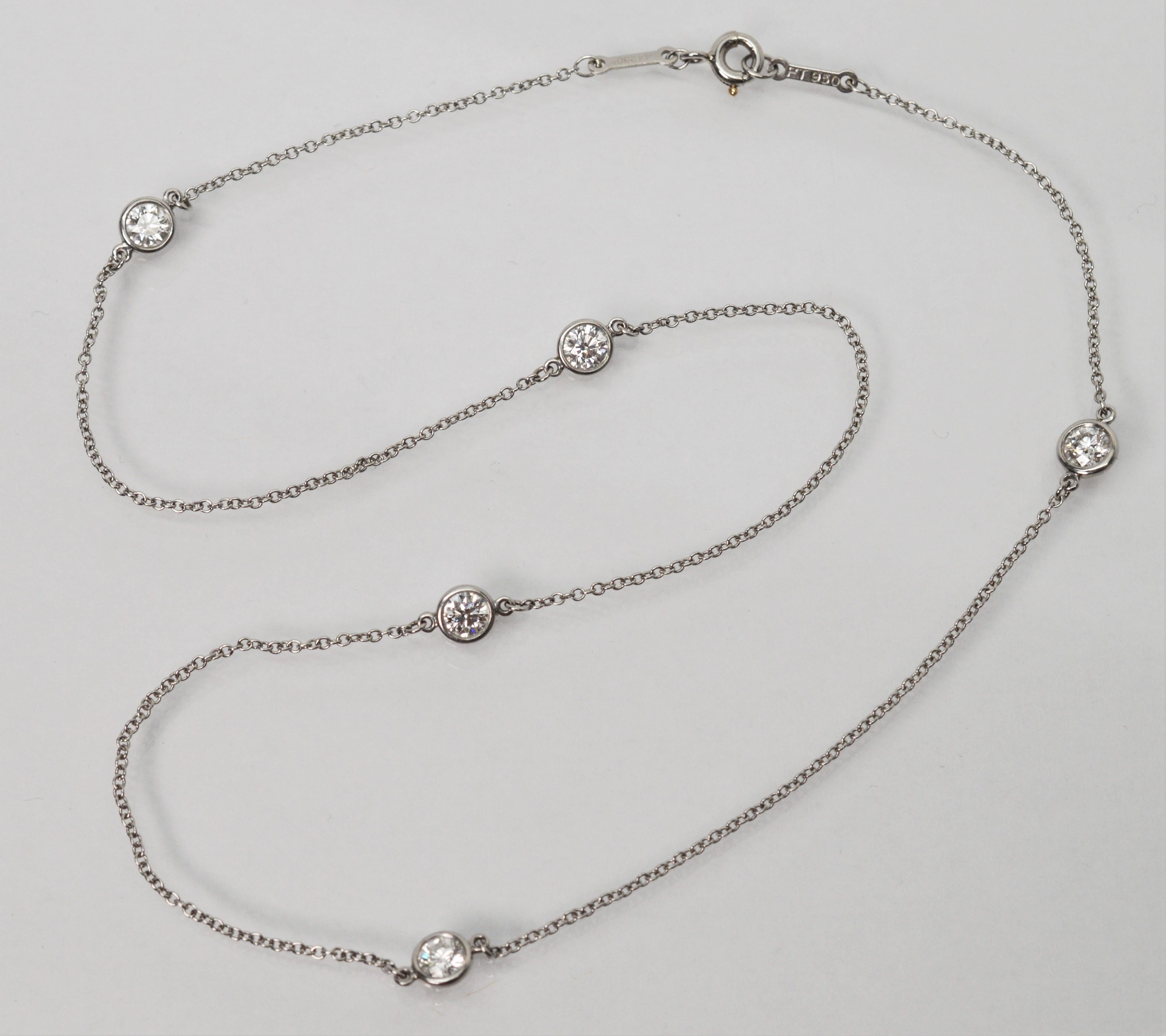 Elsa Peretti Tiffany and Co. Platinum Diamond Station Chain Necklace at  1stDibs | diamond station necklace tiffany