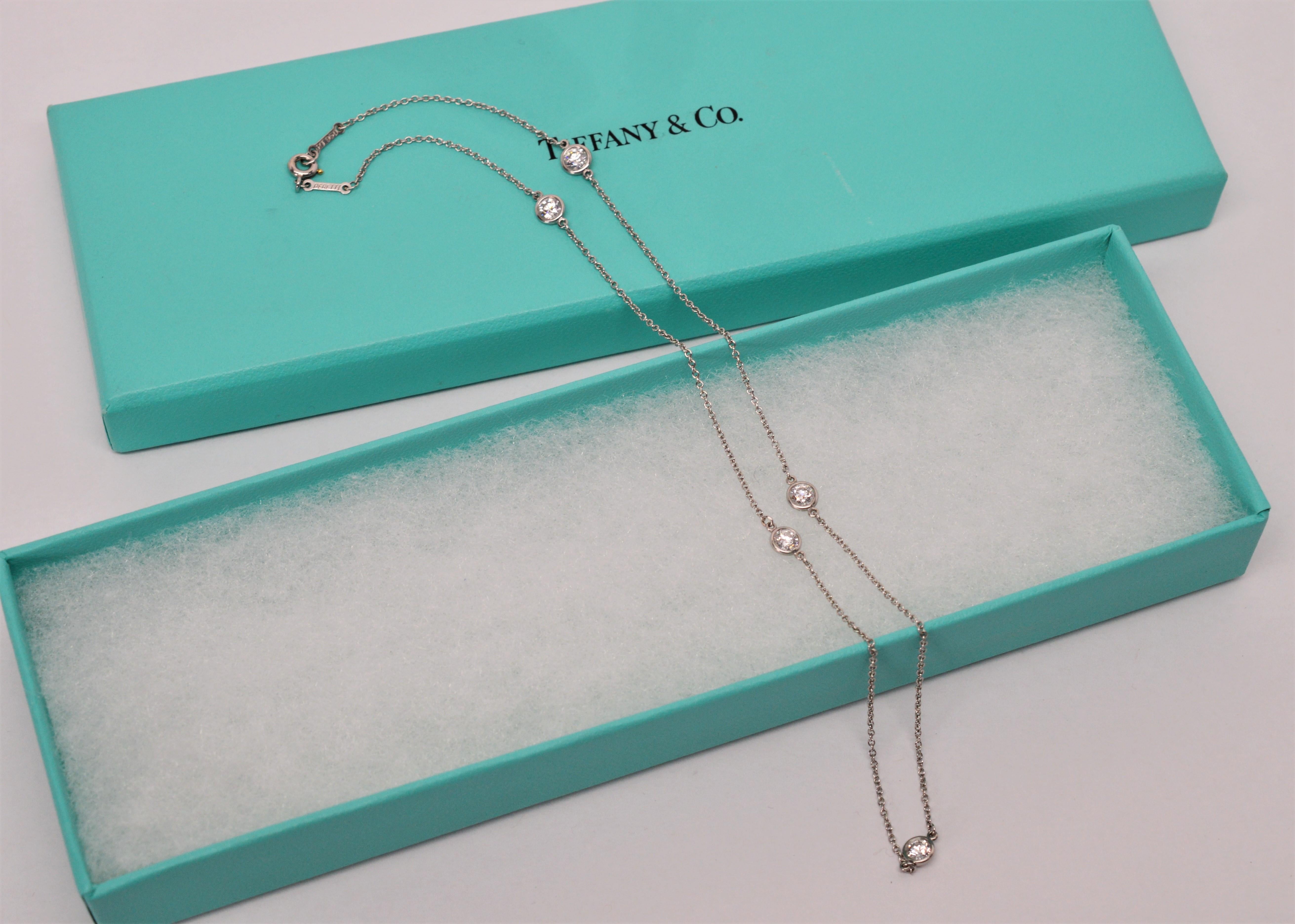 Elsa Peretti Tiffany & Co. Platinum Diamond Station Chain Necklace 2