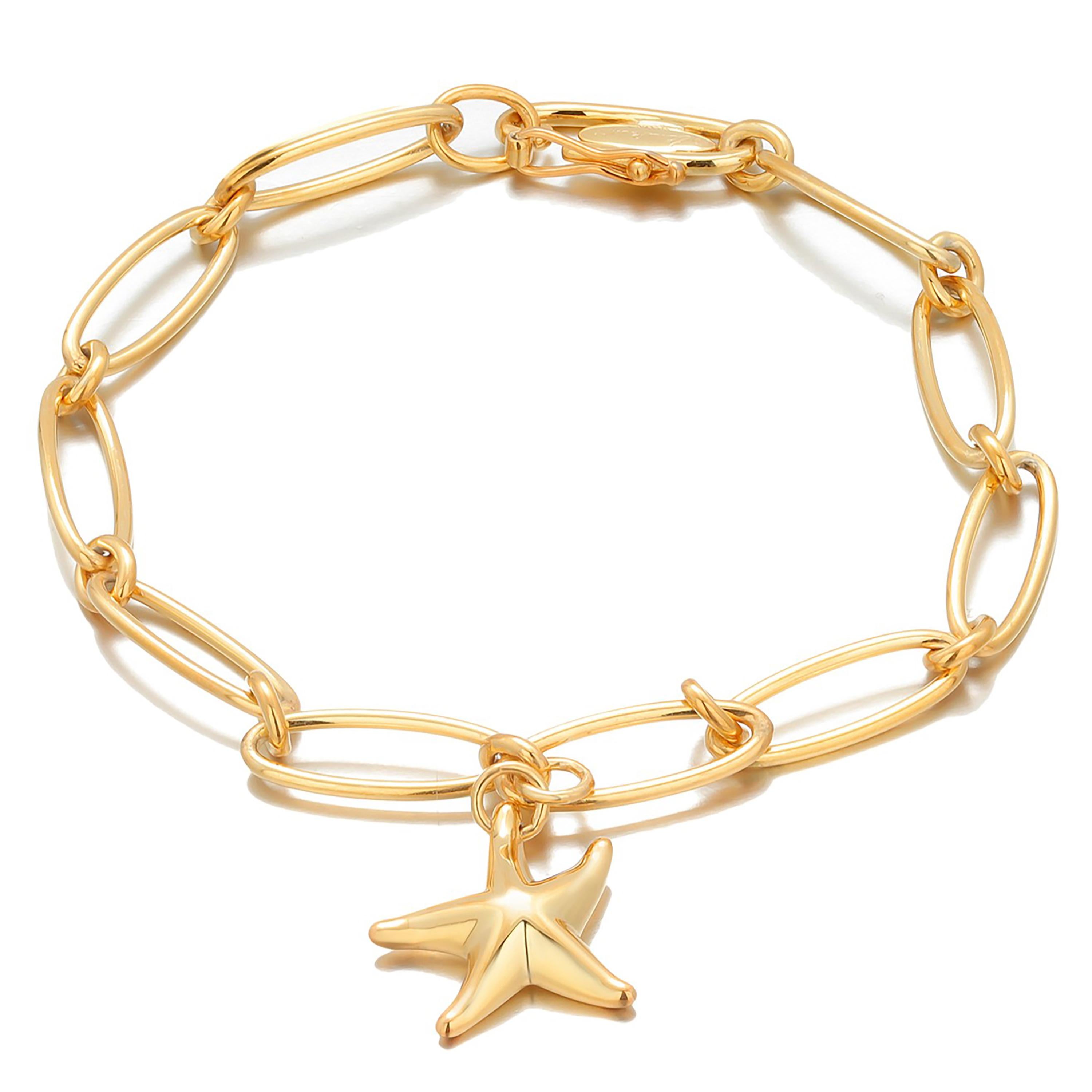 Elsa Peretti Tiffany Gold Tone Silver Oval Link Bracelet with Starfish Charm 2