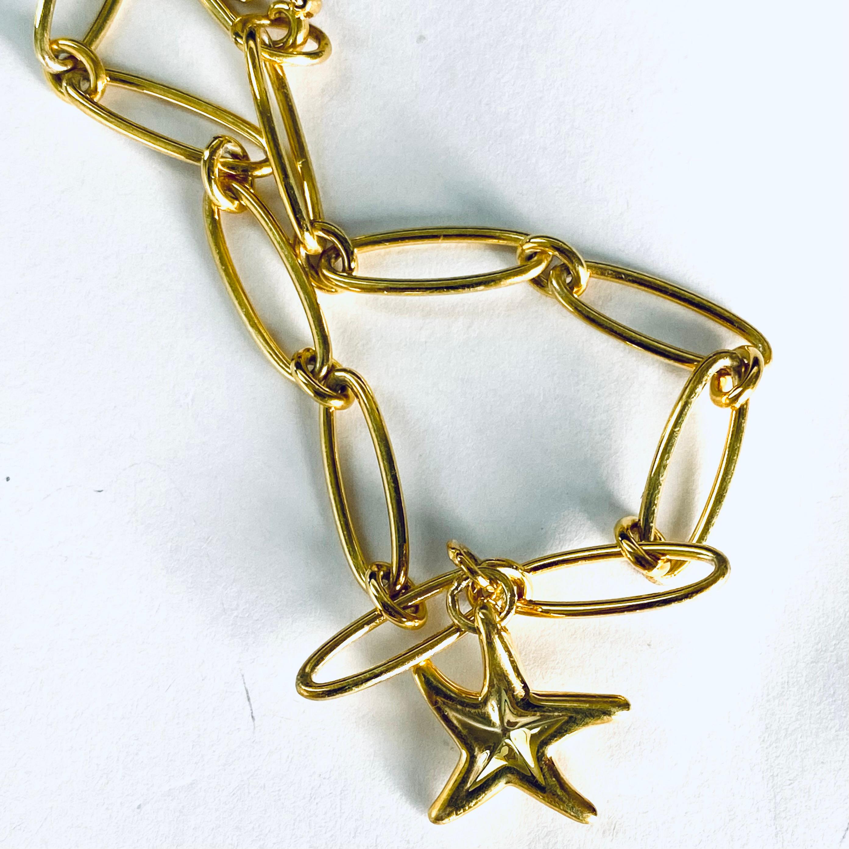 Elsa Peretti Tiffany Gold Tone Silver Oval Link Bracelet with Starfish Charm 3