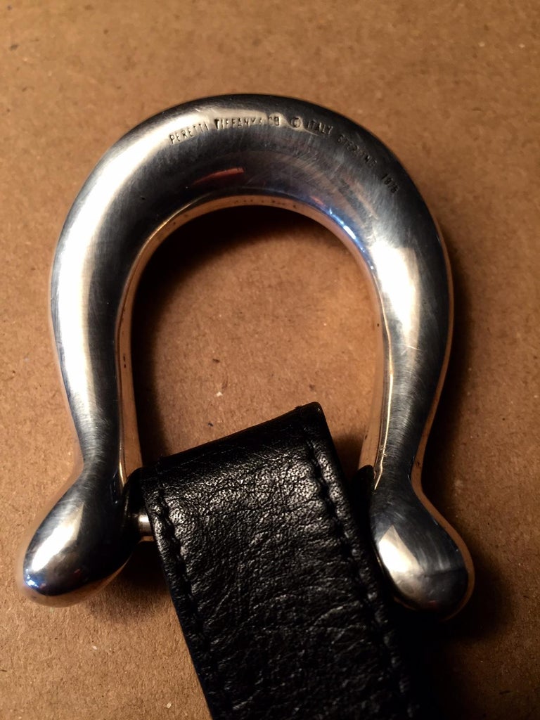 Elsa Peretti Tiffany Sterling Equestrian Belt Buckle and Five Leather