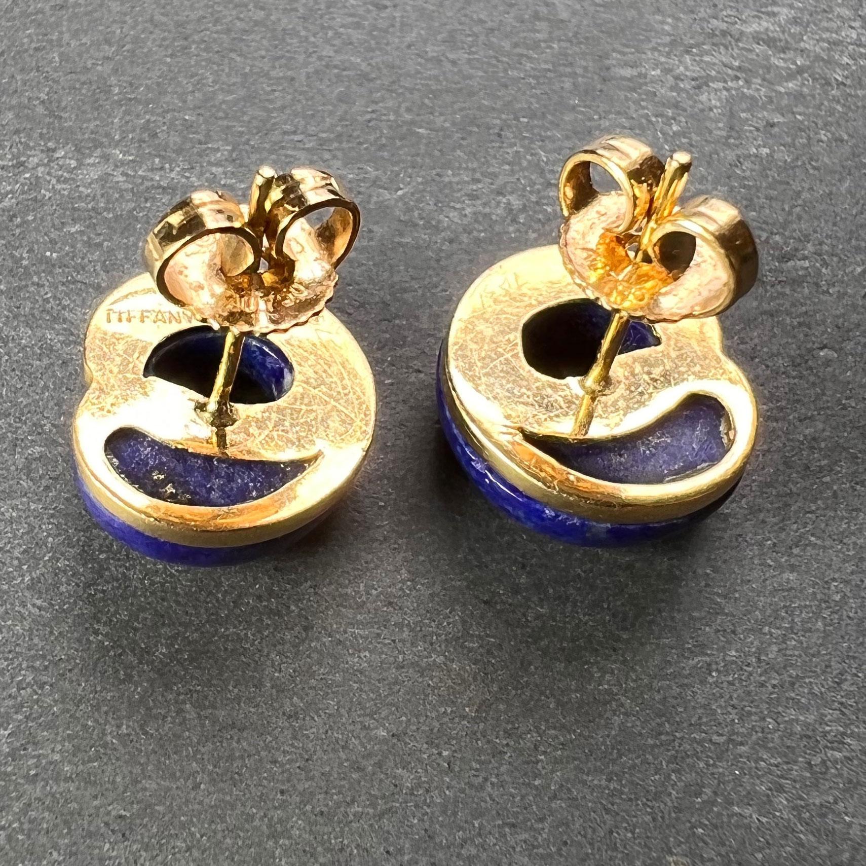 Elsa Perretti for Tiffany & Co. Lapis Lazuli 18K Gold Stud Earrings 2