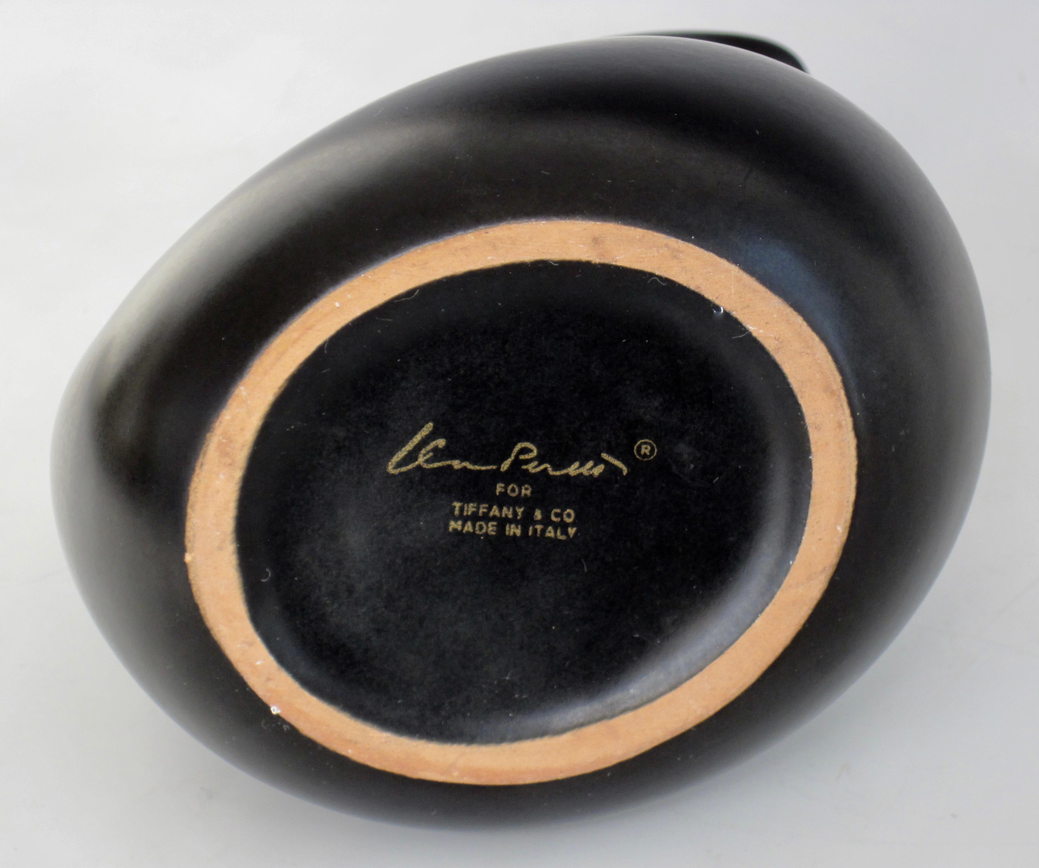Ceramic Elsa Perretti for Tiffany Teardrop Carafe in Matte Black
