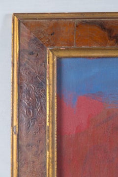 Elsa Schachter:: abstraktes Ölgemälde auf Leinwand:: Rot:: Blau:: 1960er Jahre