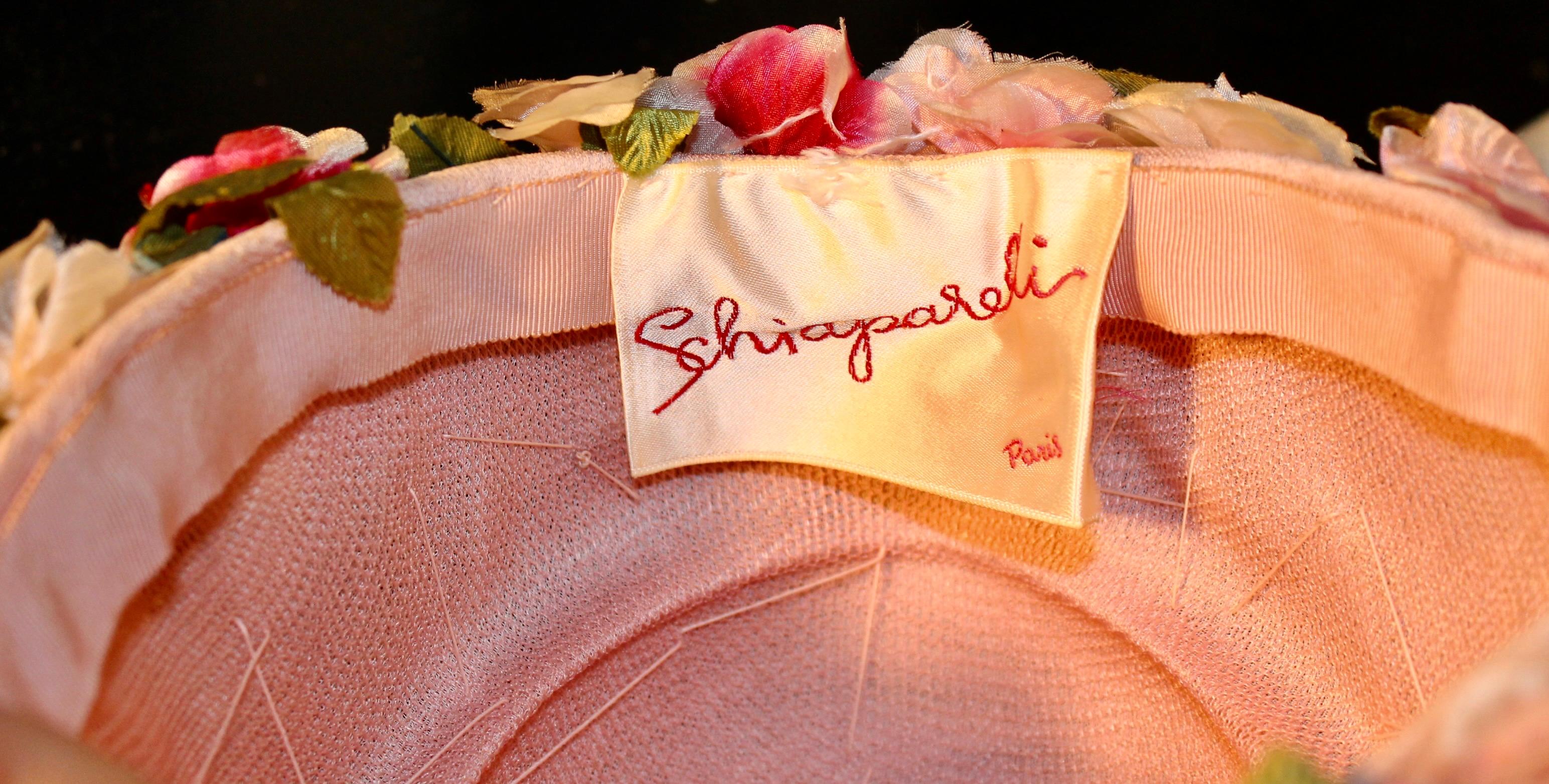 Elsa Schiaparelli 1950's Silk Flowers Hat For Sale 7