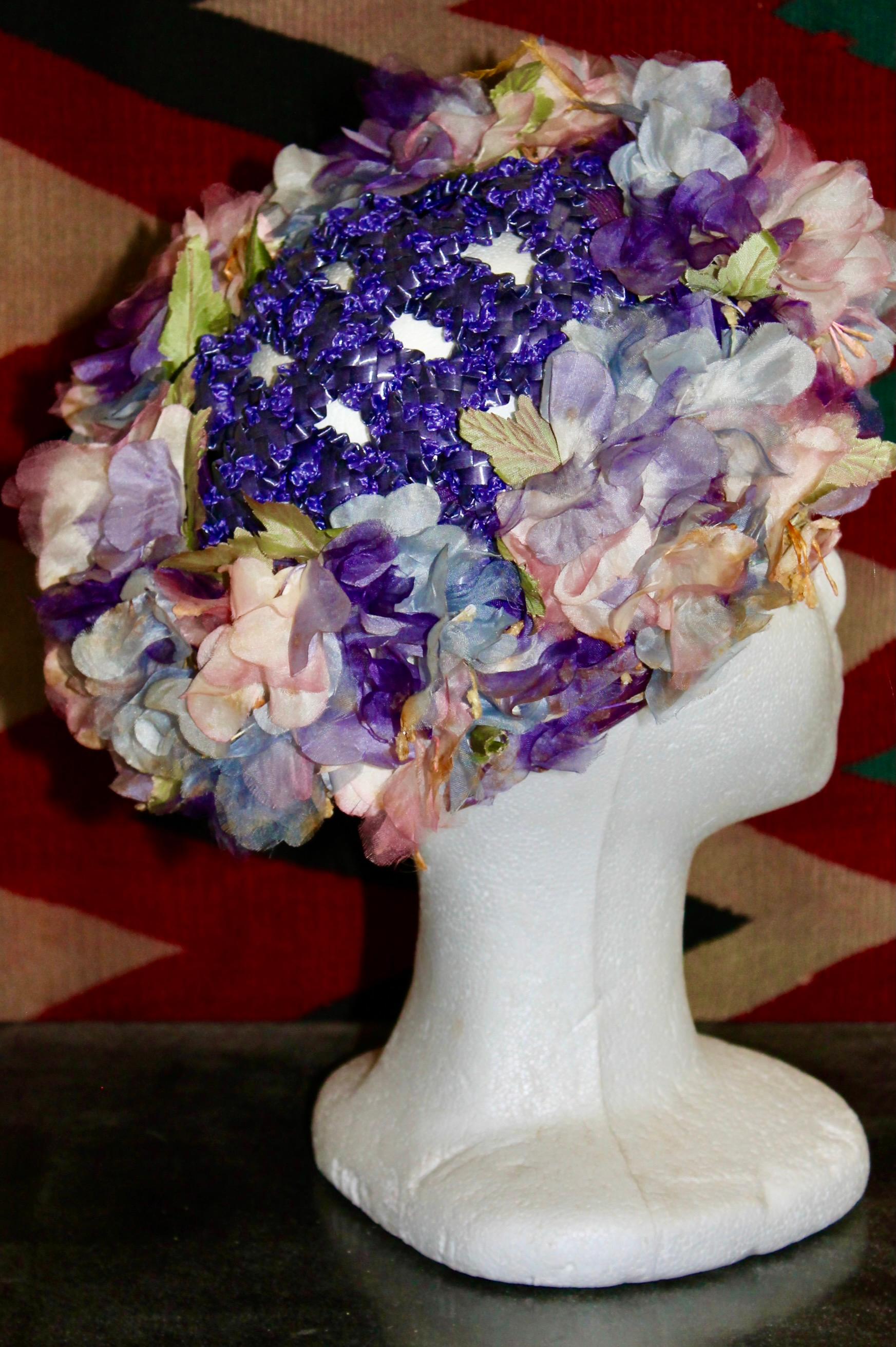 Elsa Schiaparelli 1950's Silk Flowers Hat 1