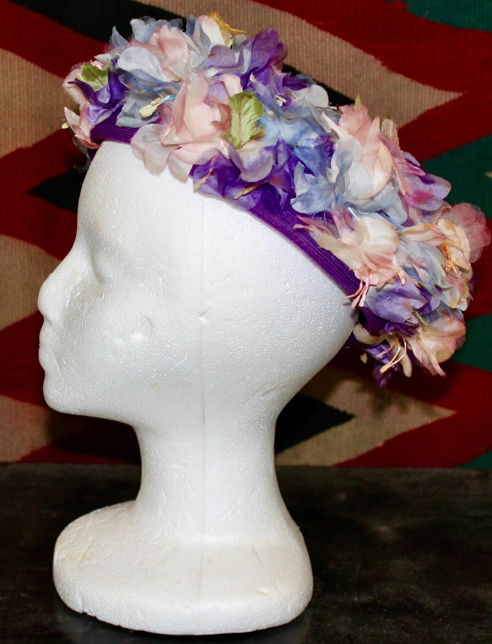 Elsa Schiaparelli 1950's Silk Flowers Hat 3