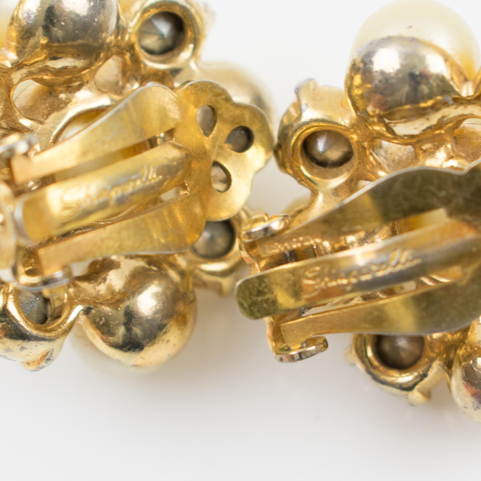 Elsa Schiaparelli 1960s Signed Jeweled Clip Earrings In Good Condition In Atlanta, GA