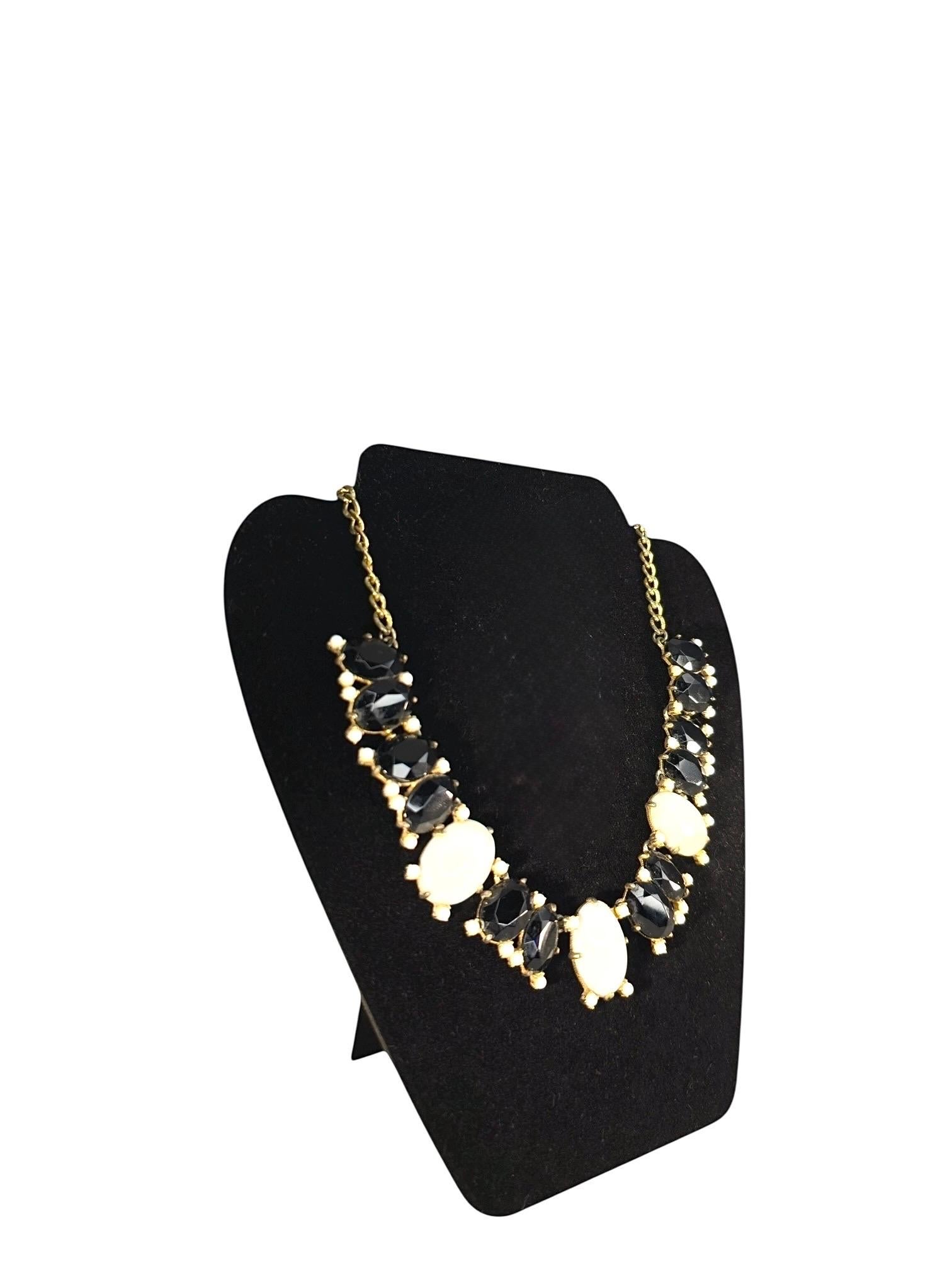 Women's Elsa Schiaparelli Black and White Cabochon Necklace, 1950s For Sale