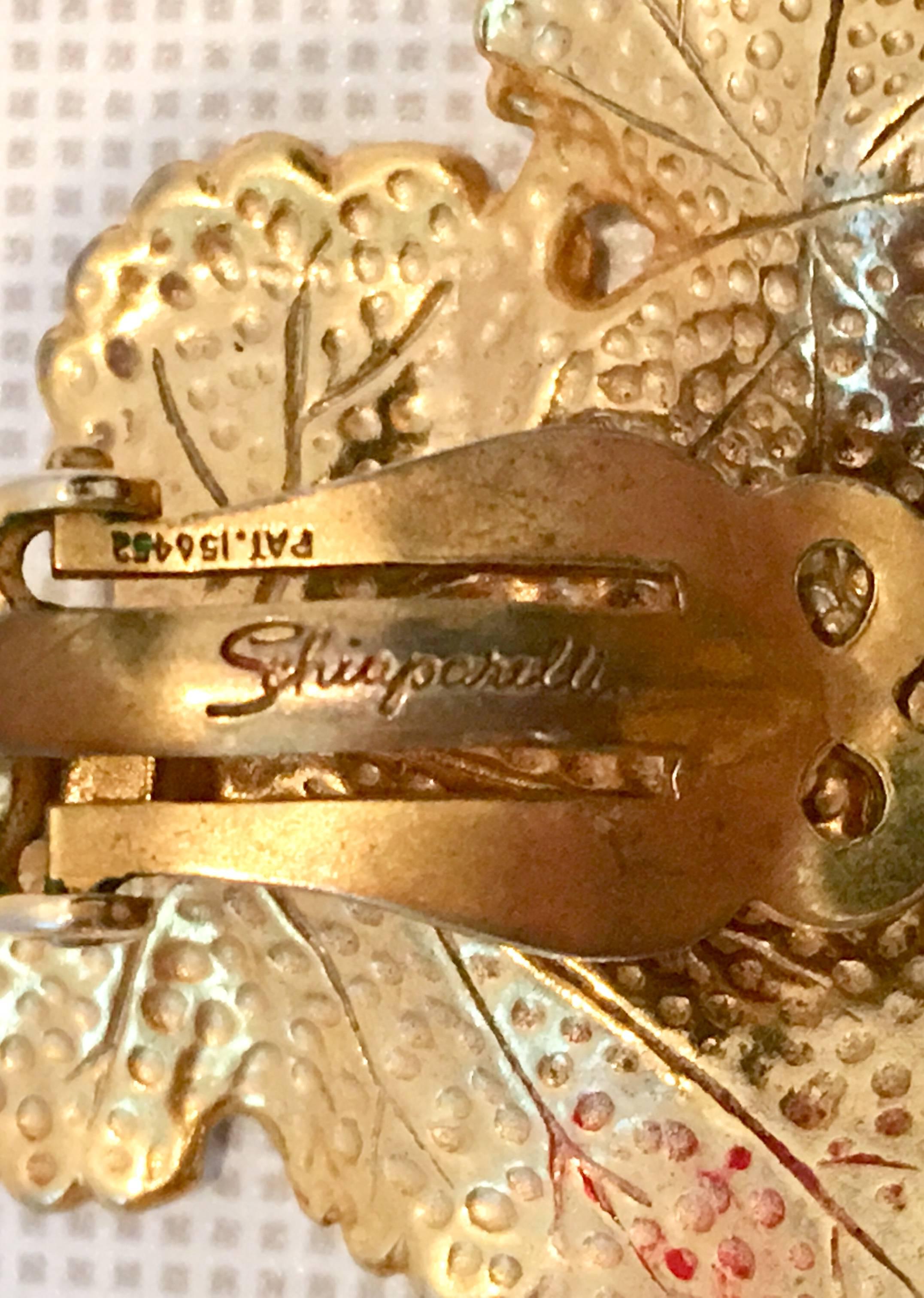50'S Elsa Schiaparelli Gold & Swarovski Crystal 