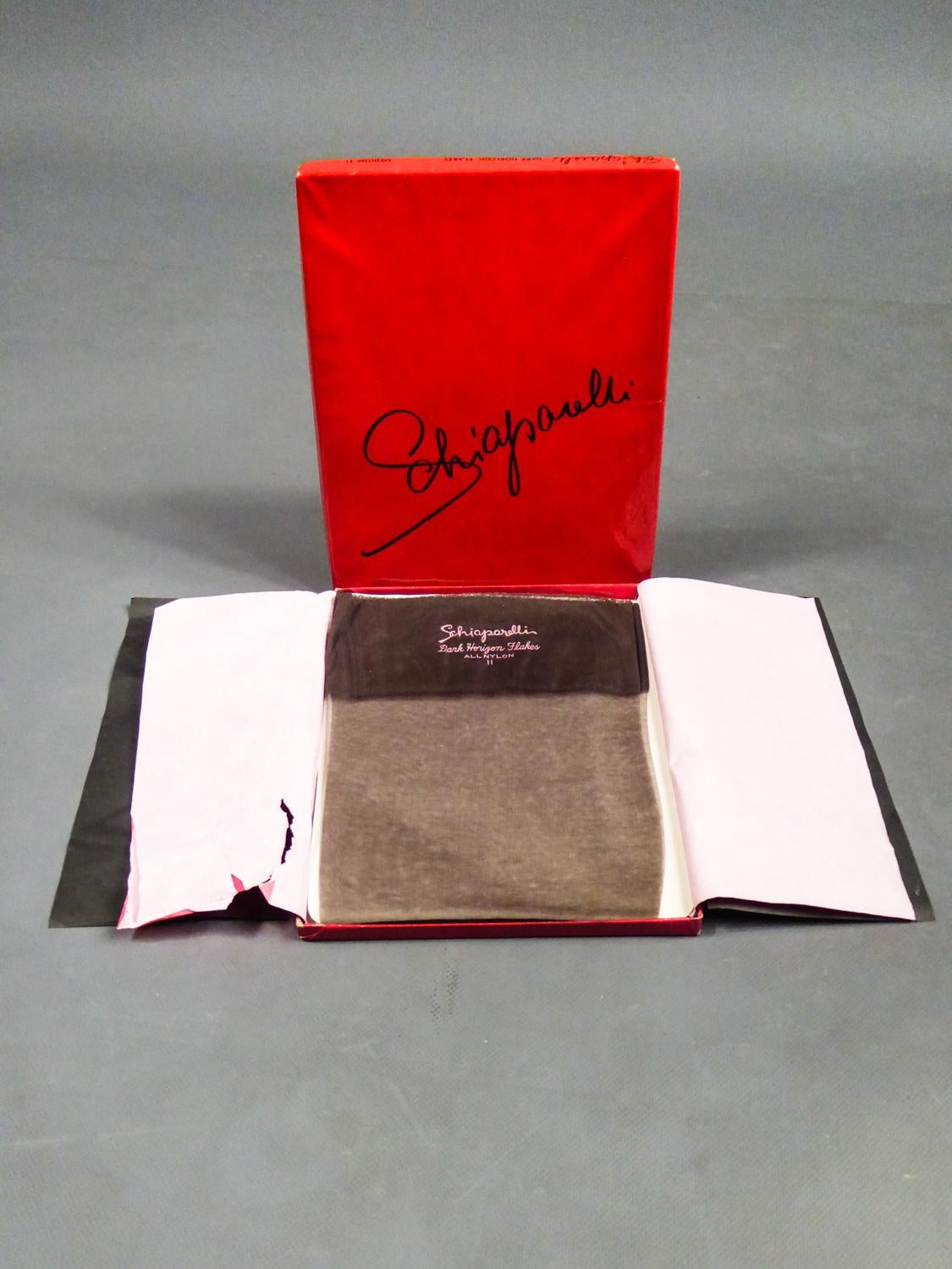 Elsa Schiaparelli Paire de bas et sa boîte d'origine Circa 1958 en vente 4