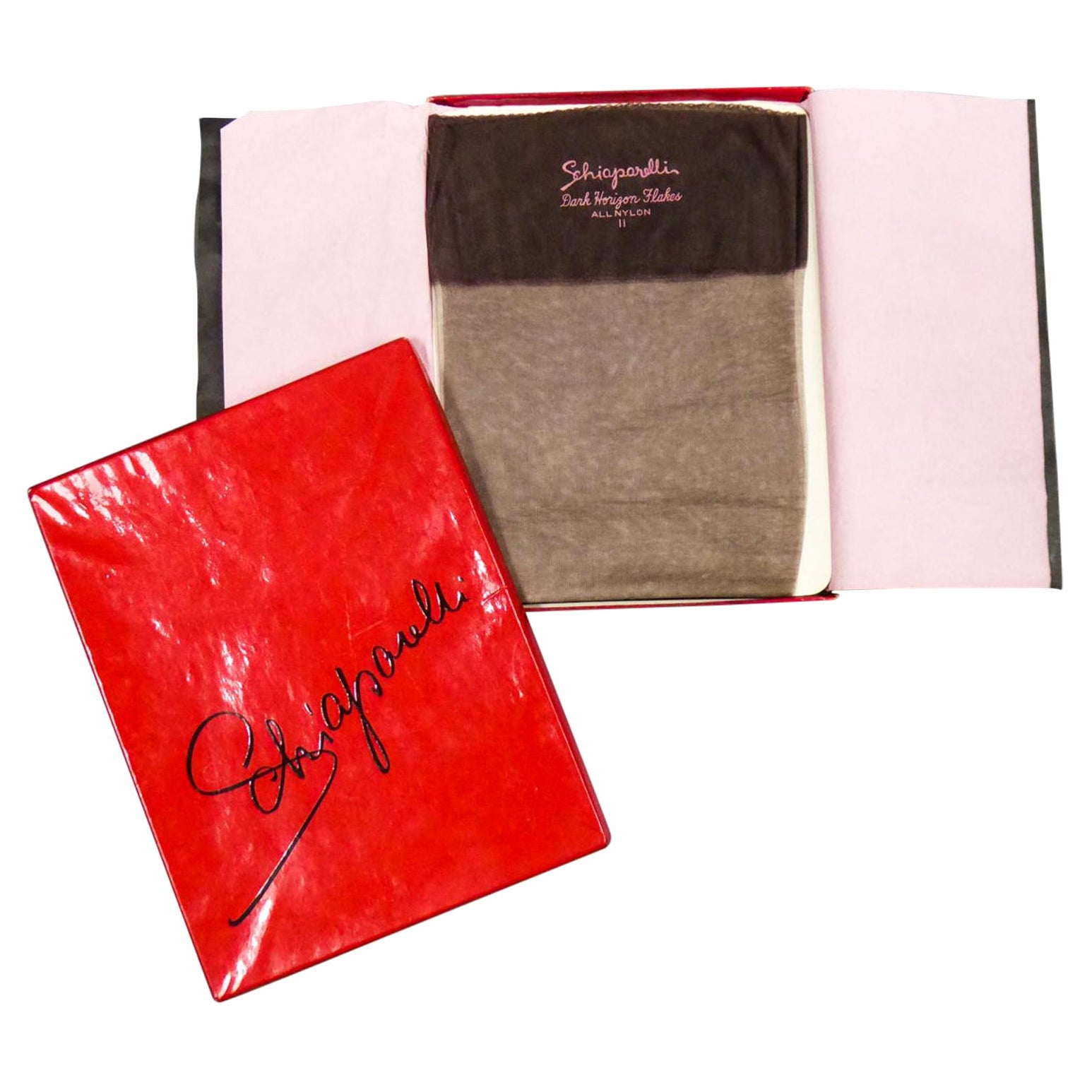 Elsa Schiaparelli Pair of Stockings and Its Original Box Circa 1958