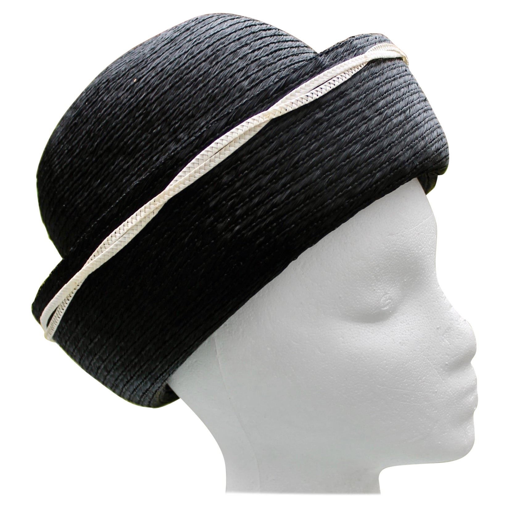 Sombrero de paja negro Elsa Schiaparelli París años 50