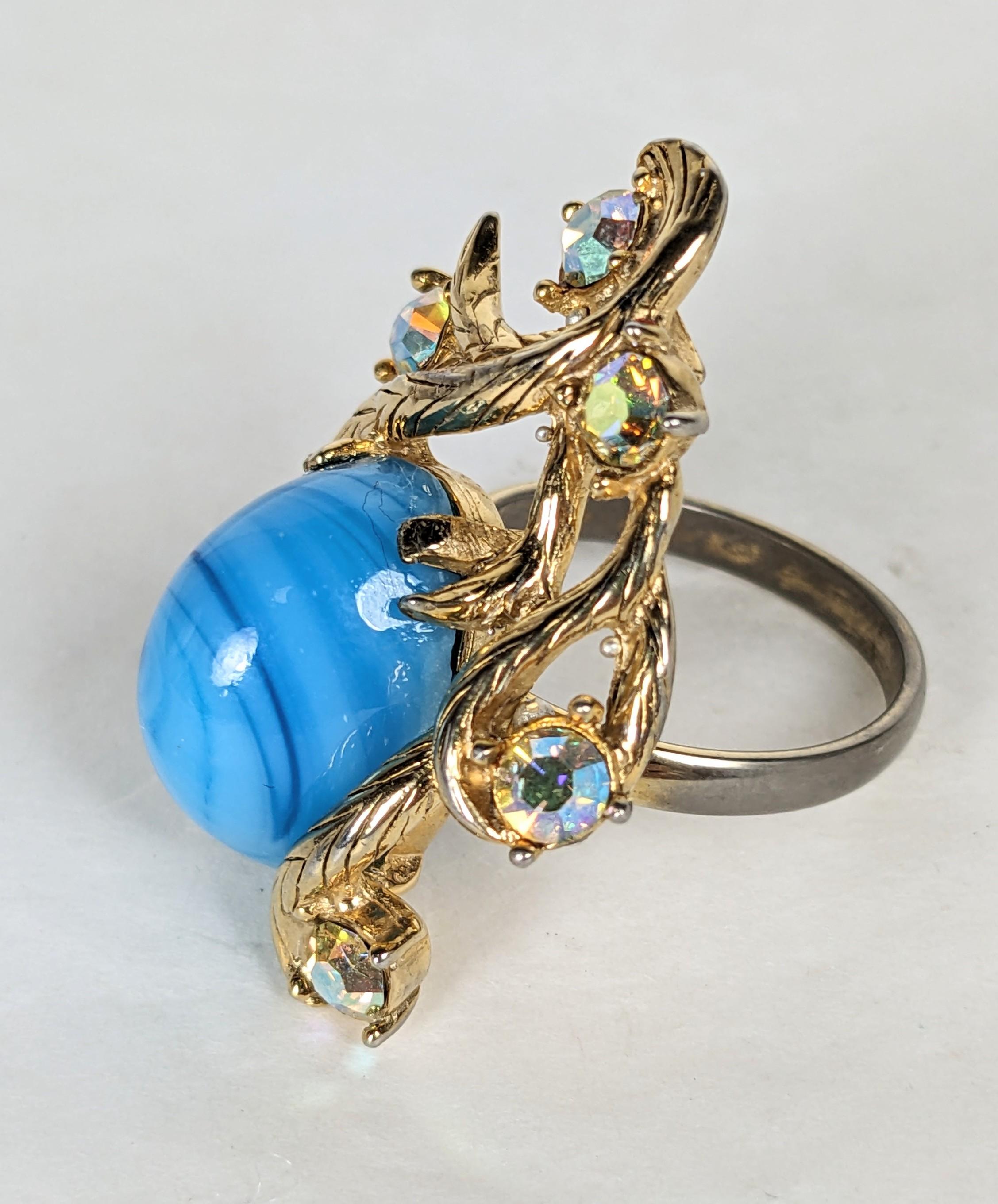 Elsa Schiaparelli Turquoise Cocktail Ring In Excellent Condition For Sale In New York, NY
