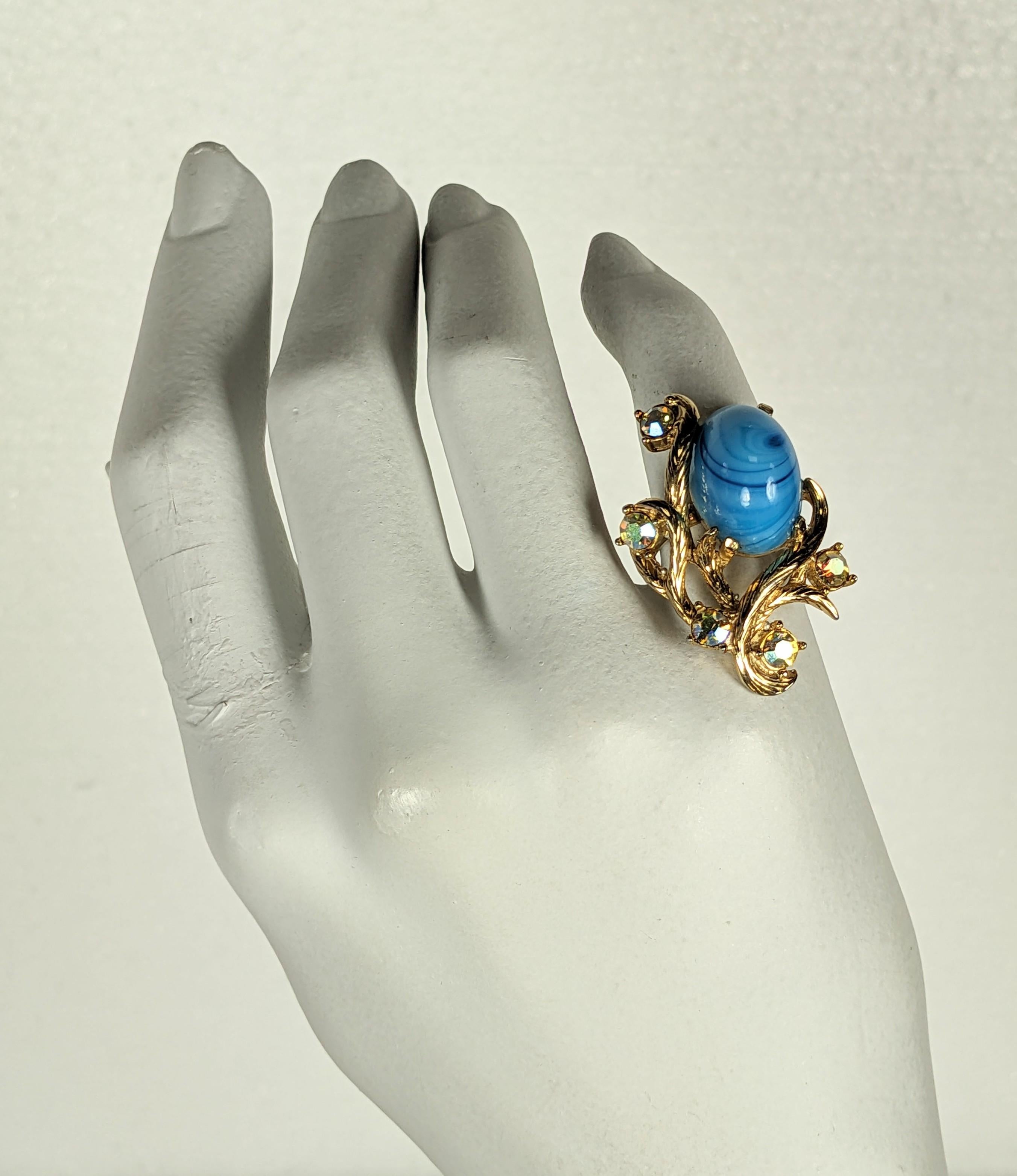 Elsa Schiaparelli Turquoise Cocktail Ring For Sale 1
