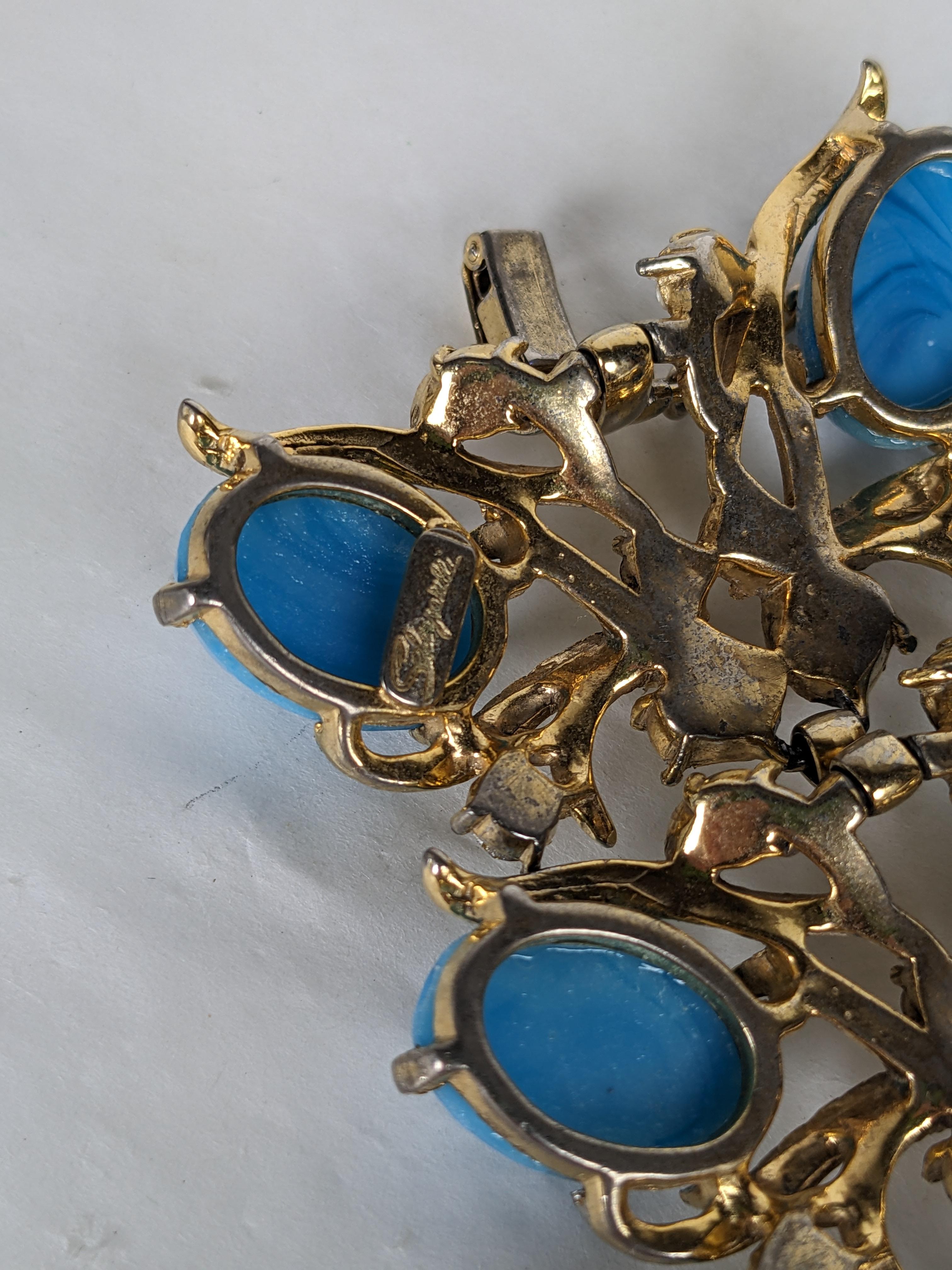 Elsa Schiaparelli Wide Turquoise Cabochon Bracelet In Excellent Condition For Sale In New York, NY