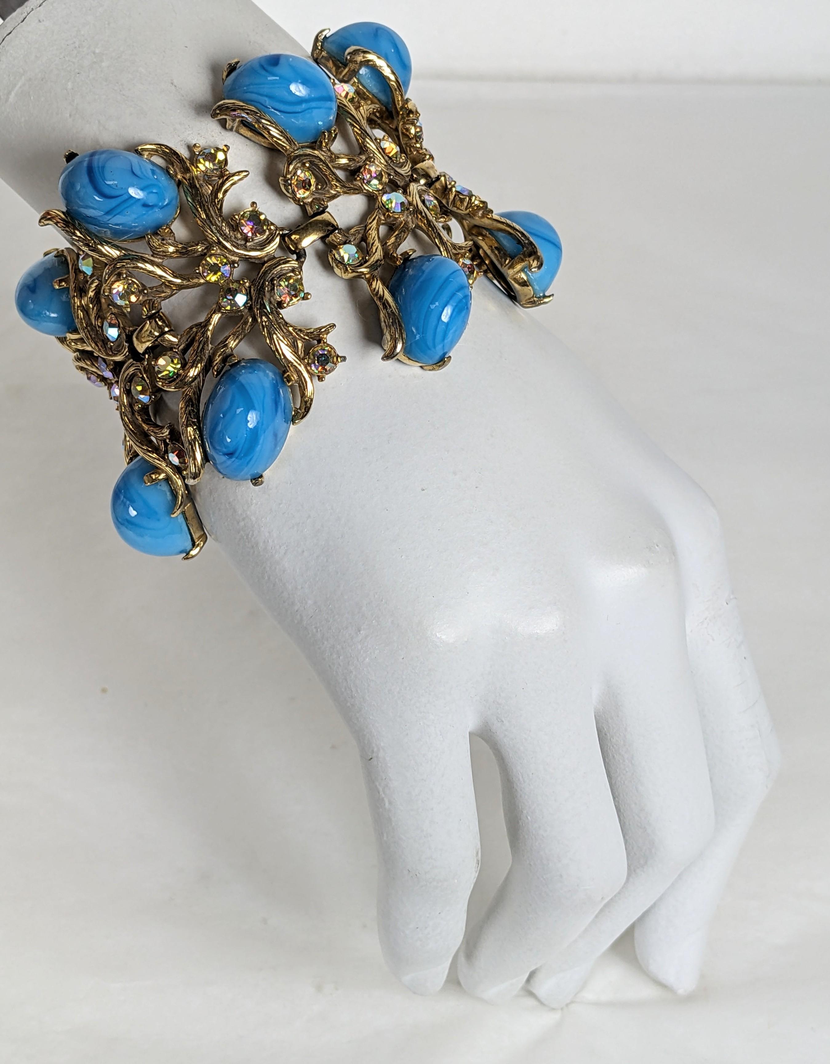 Elsa Schiaparelli Wide Turquoise Cabochon Bracelet For Sale 1