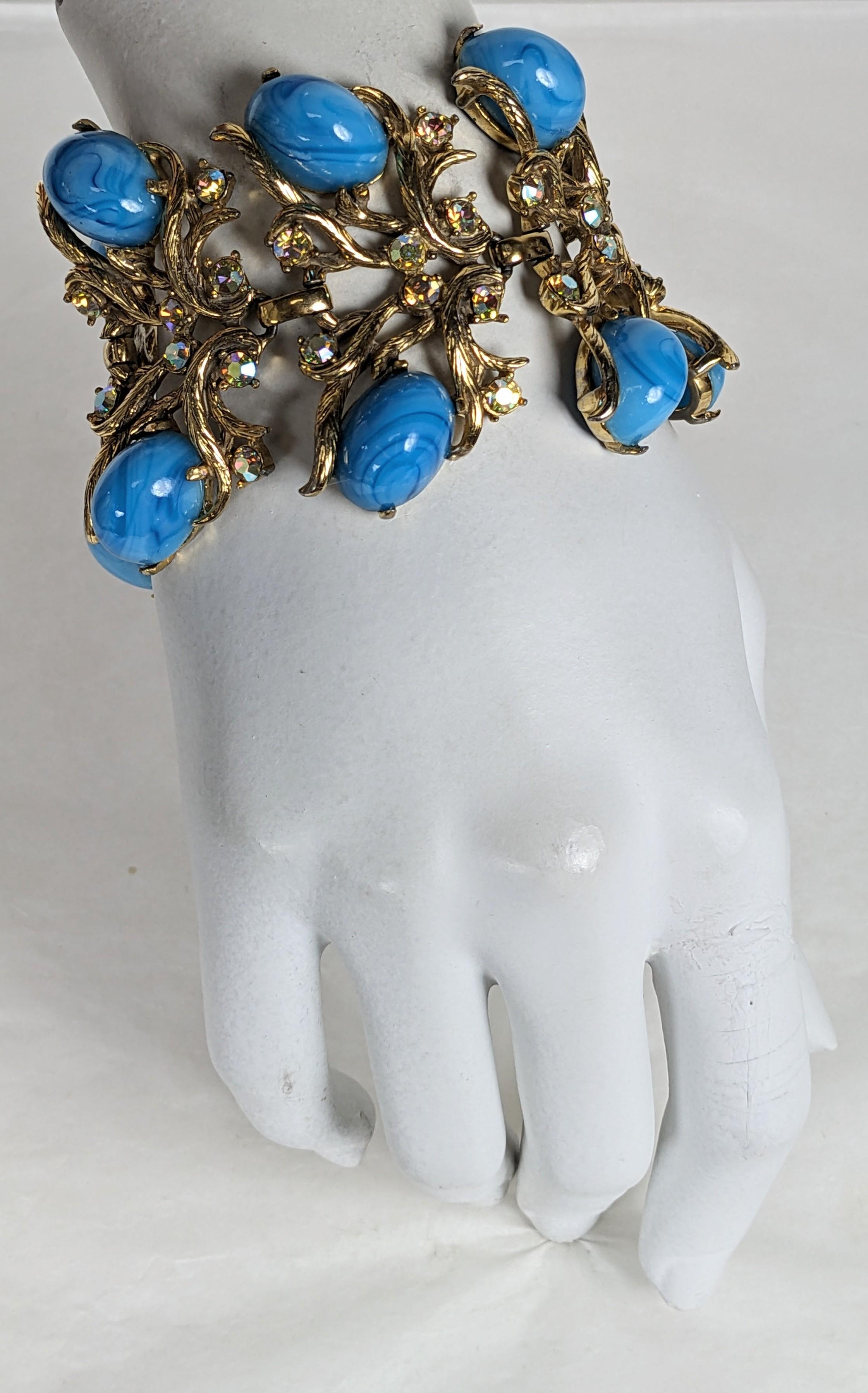 Elsa Schiaparelli Wide Turquoise Cabochon Bracelet For Sale 2
