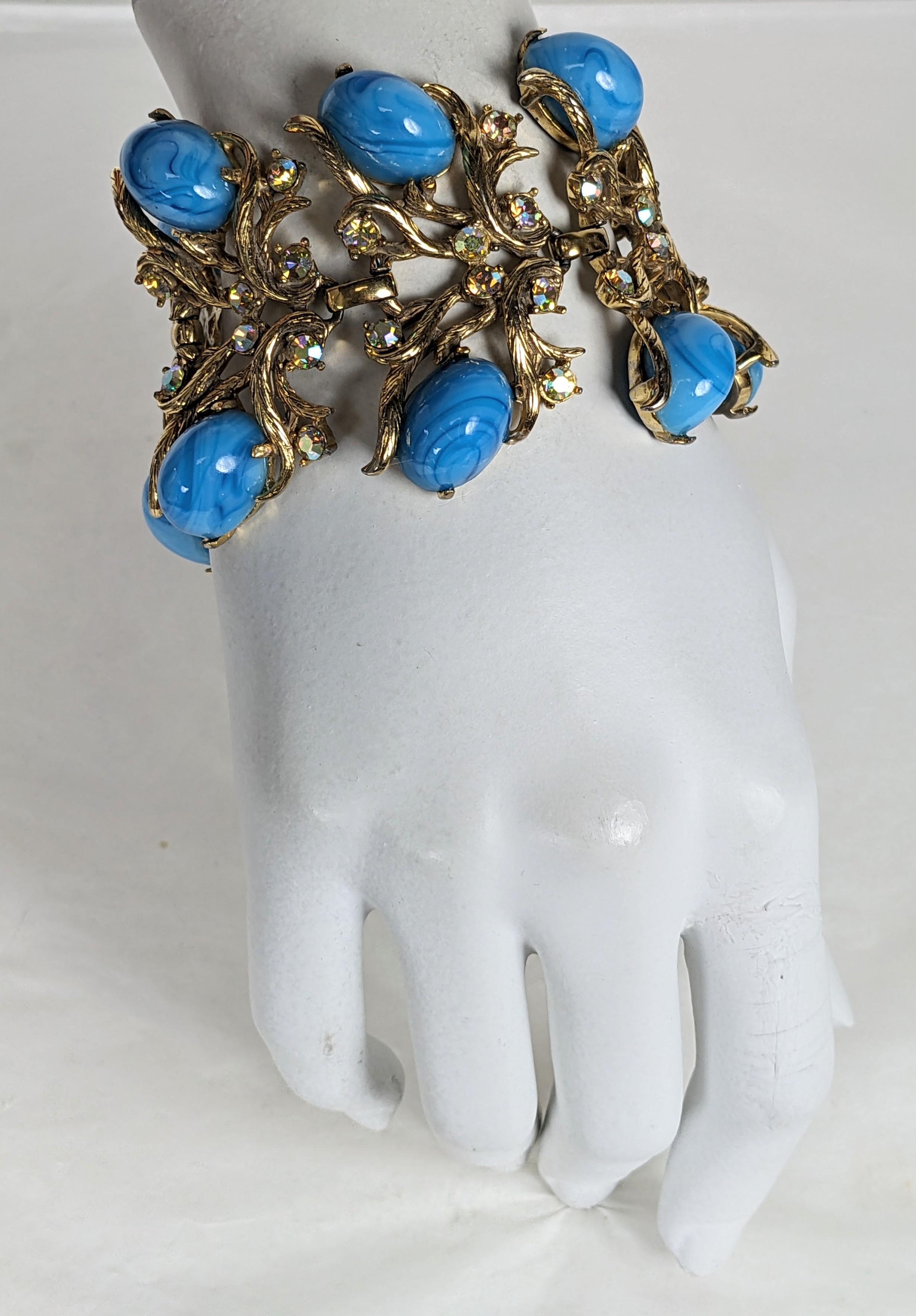 Elsa Schiaparelli Wide Turquoise Cabochon Bracelet For Sale 3
