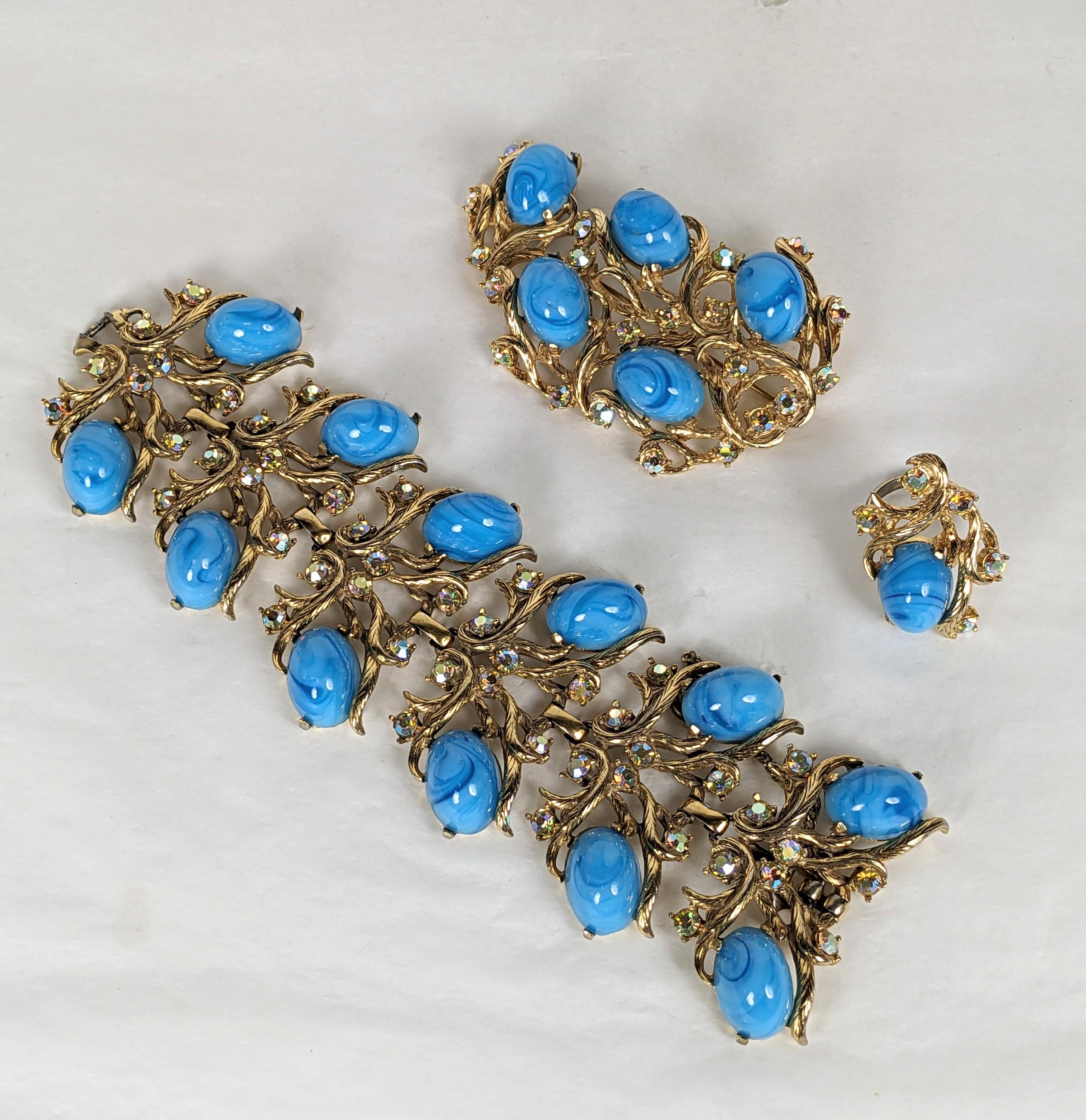 Elsa Schiaparelli Wide Turquoise Cabochon Bracelet For Sale 4
