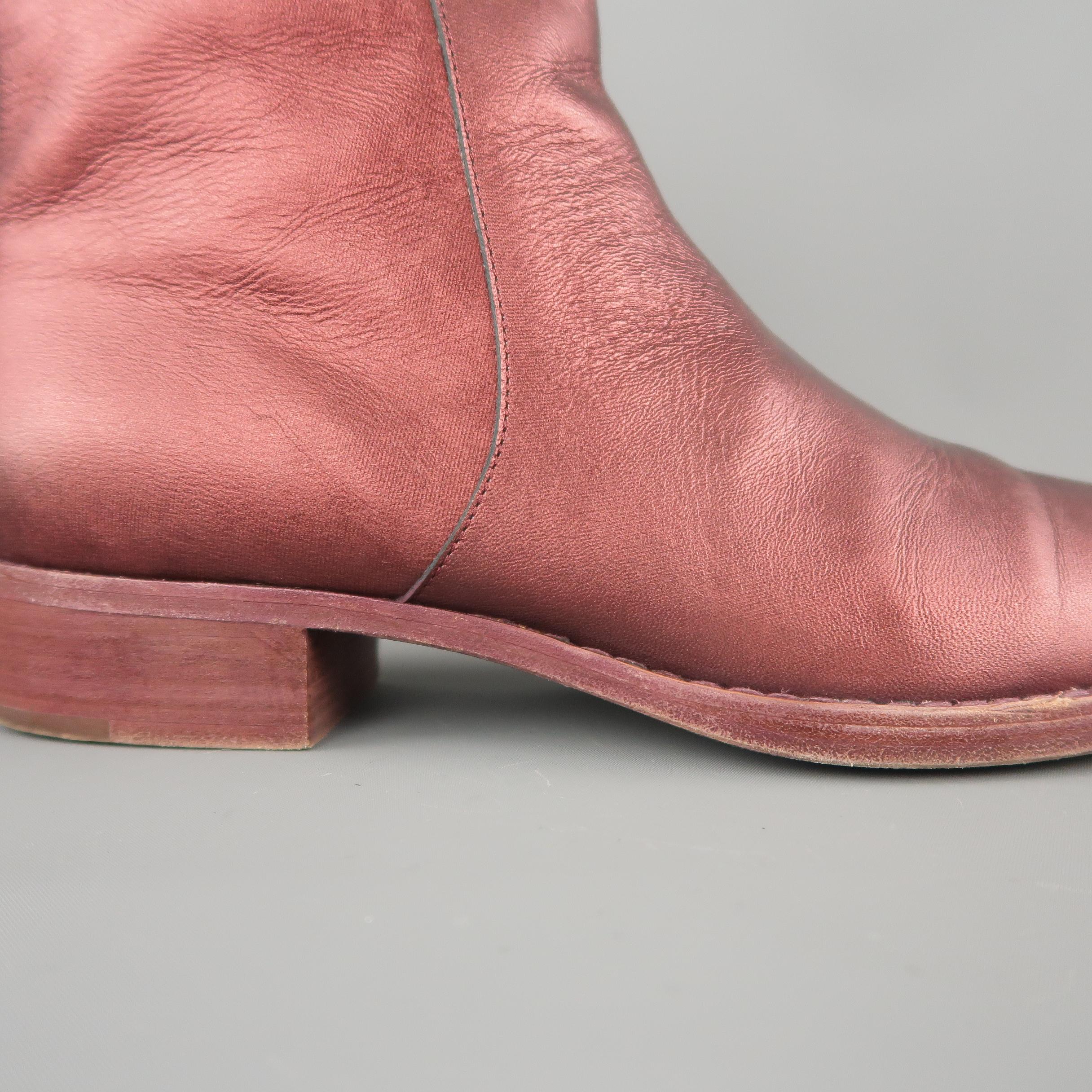 Men's ELSA Size 10.5 Burgundy Metallic Leather Ankle Boots