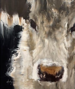 "Maggie" di Elsa Sroka, pittura a olio, ritratto di mucca