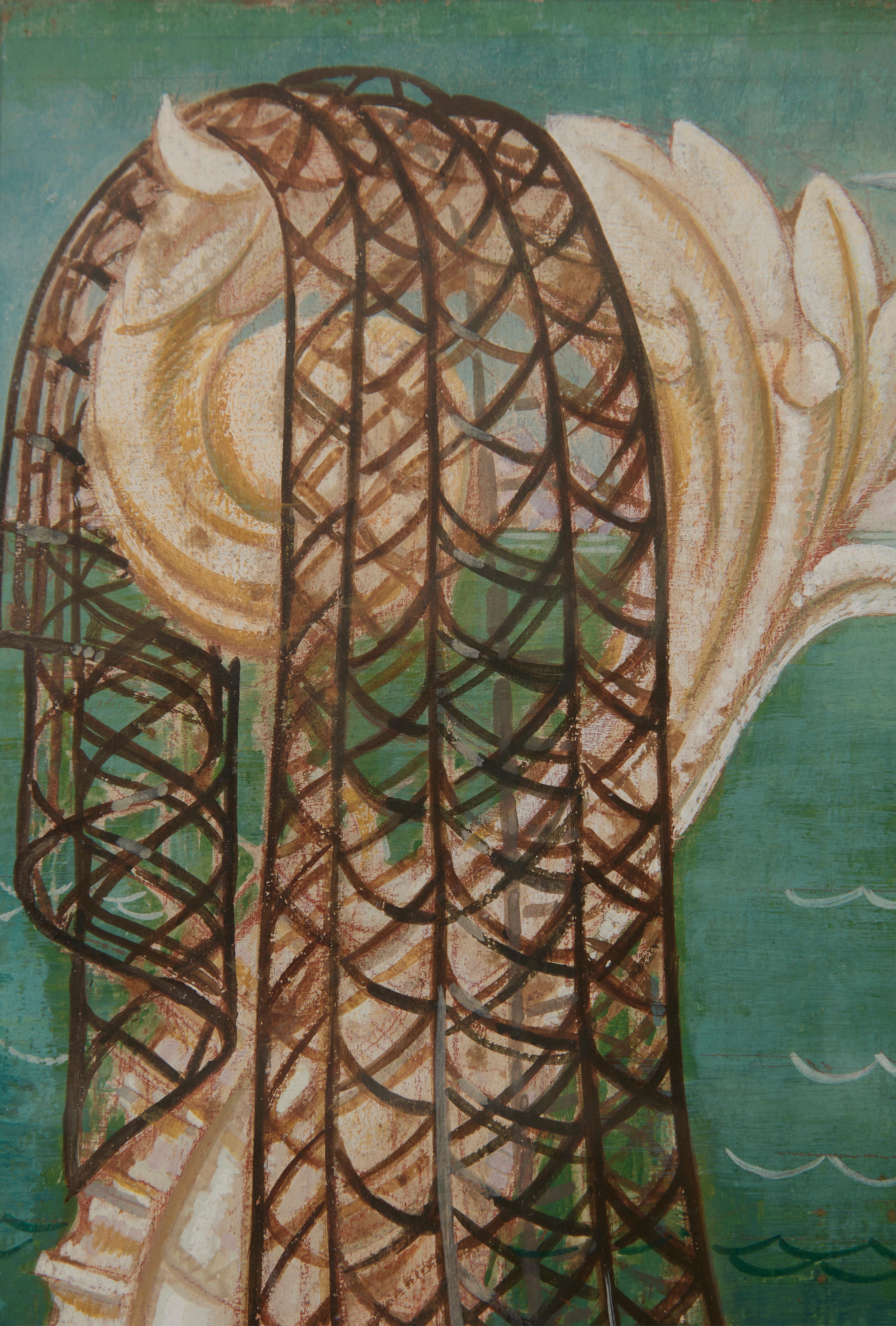 Vénus baroque Fantaisie de paysage marin, Femme artiste de l'école de Cleveland - Gris Figurative Painting par Elsa Vick Shaw