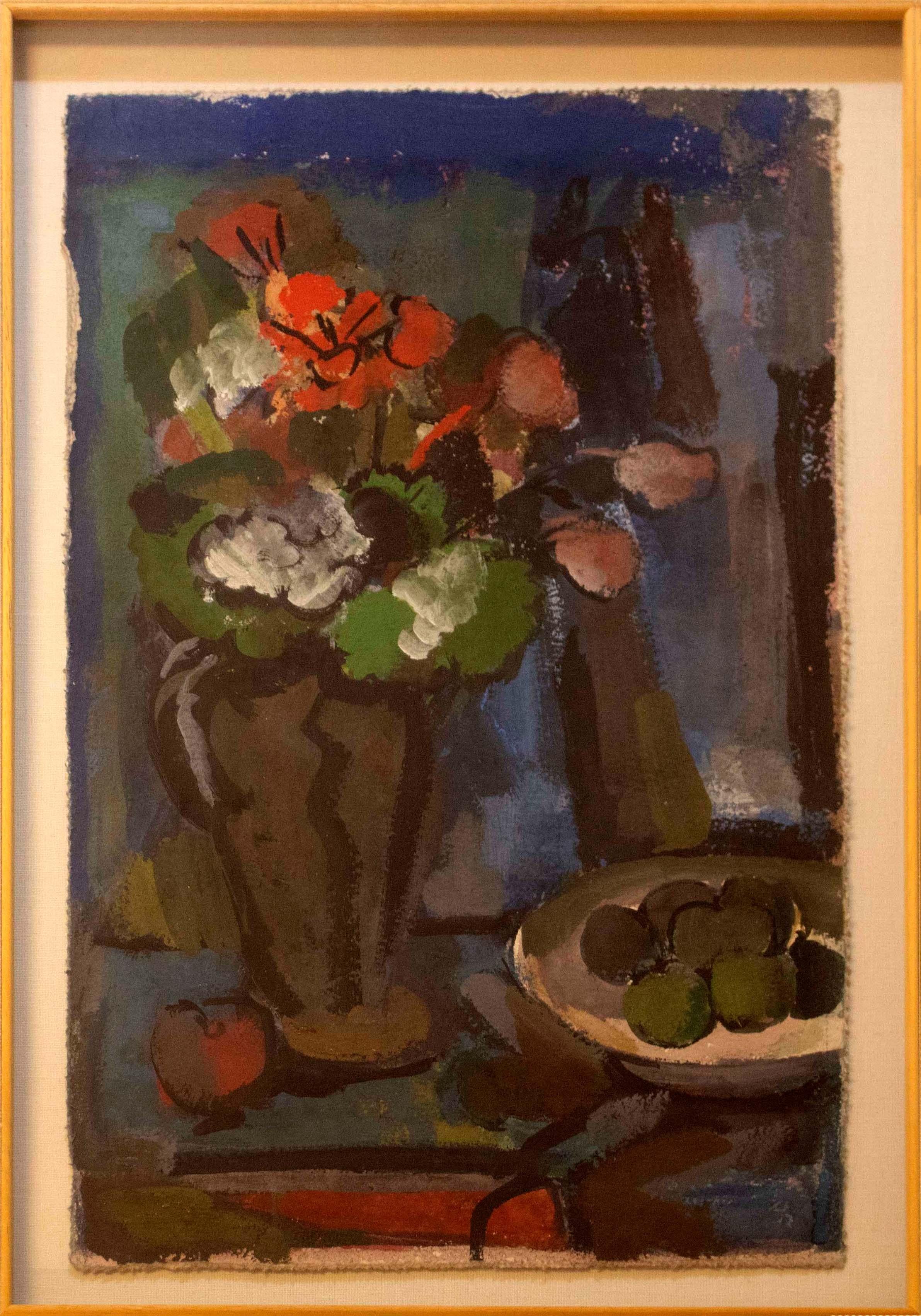 For your consideration is a lovely tempura still life titled Geraniums painted by Elsa Warner in 1950. This painting was acquired from a curator and gallery owner from Los Angeles with a collection of artworks ranging from Barry McGee to Picasso.