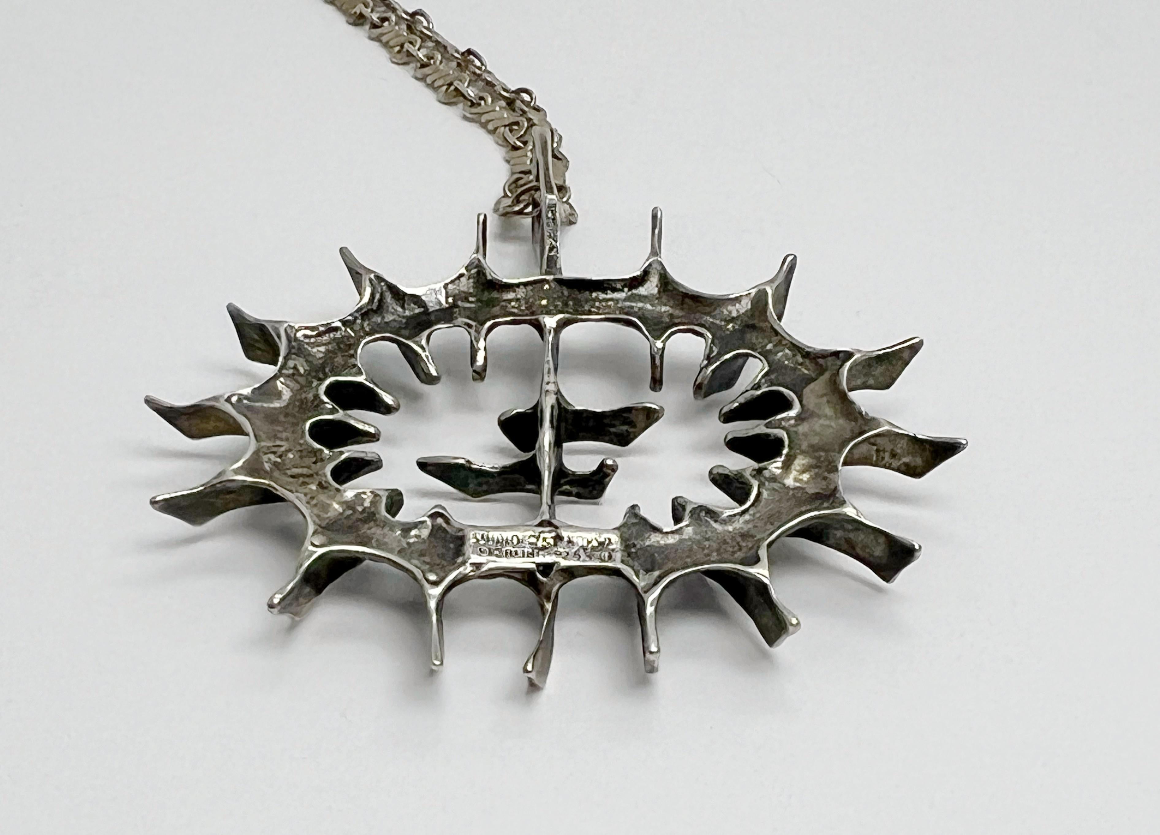 Sterling Silver Else and Paul Norway Studio Sterling Brutalist Modernist Chain and Pendant For Sale