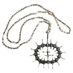 Else und Paul Norway Studio Sterling Brutalistische Modernistische Kette und Anhänger aus Sterling