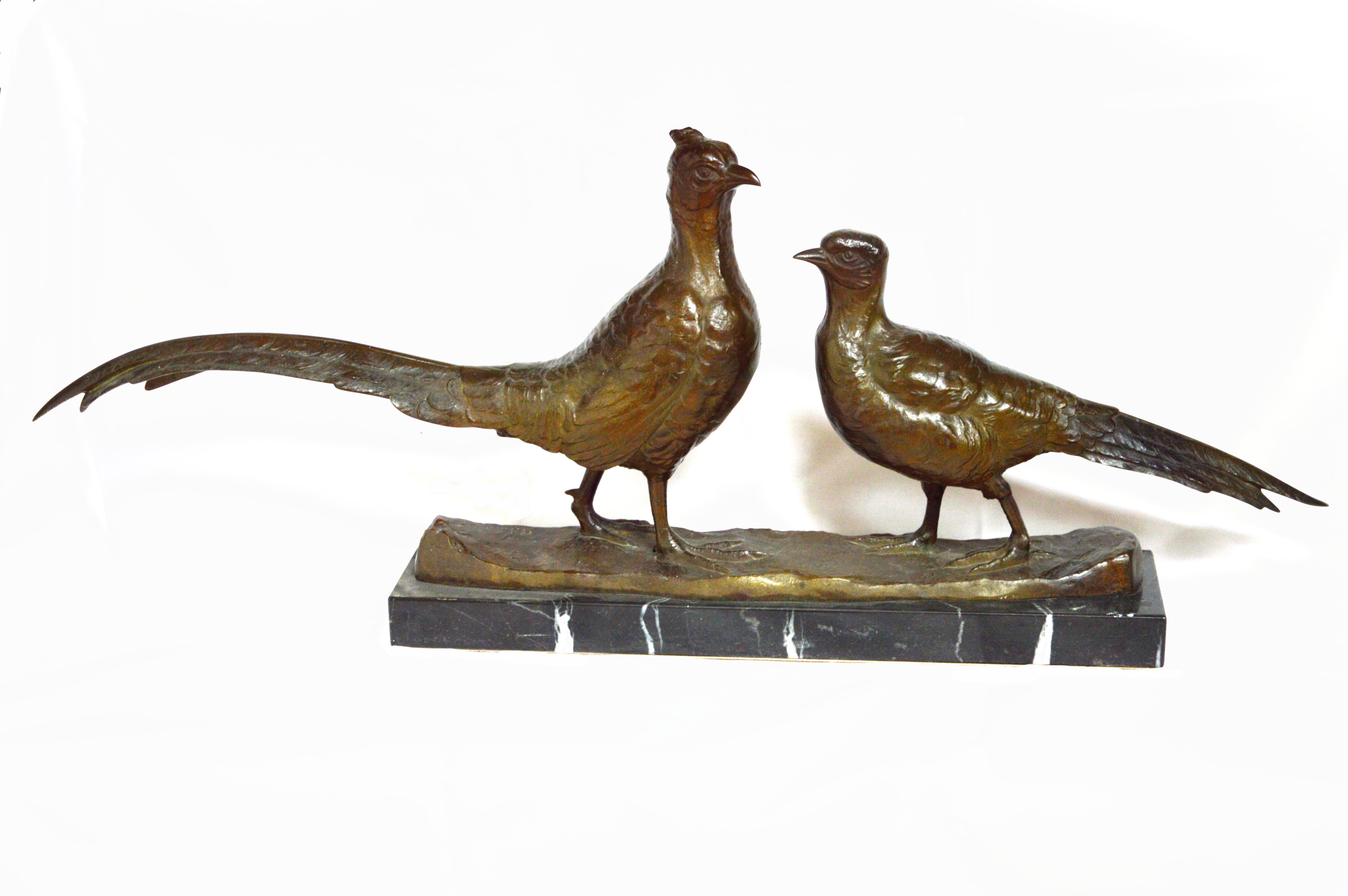 Else Fürst Figurative Sculpture - Else FÜRST (1873-1943), Fasane Foundry stamp of the Berlin foundry Kraas