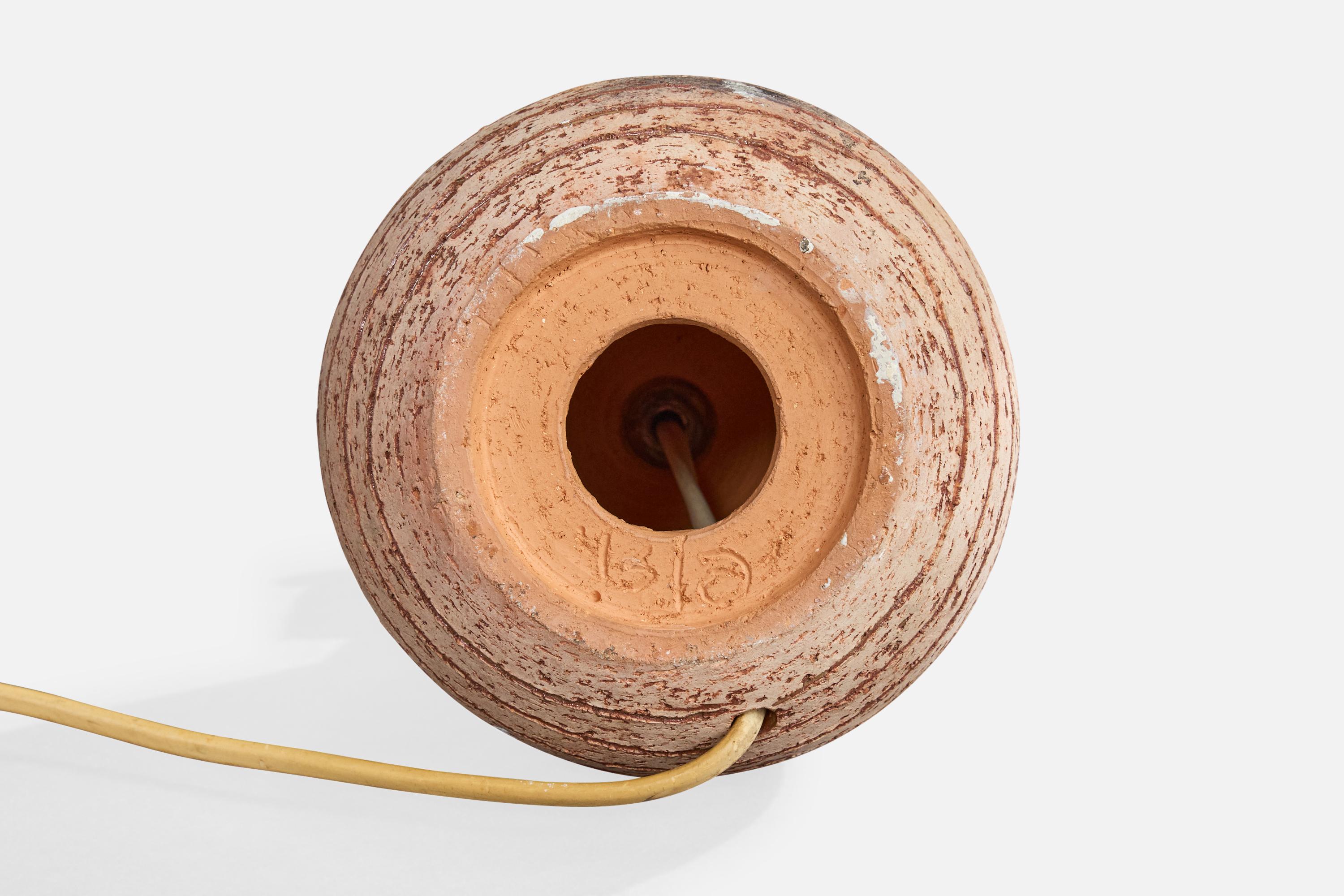 Elsi Borelius, Table Lamp, Ceramic, Brass, Sweden, 1970s For Sale 4
