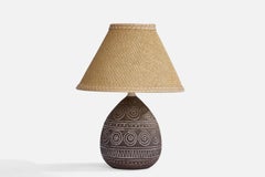 Elsi Bourelius, Table Lamp, Ceramic, Fabric, Sweden, 1970s