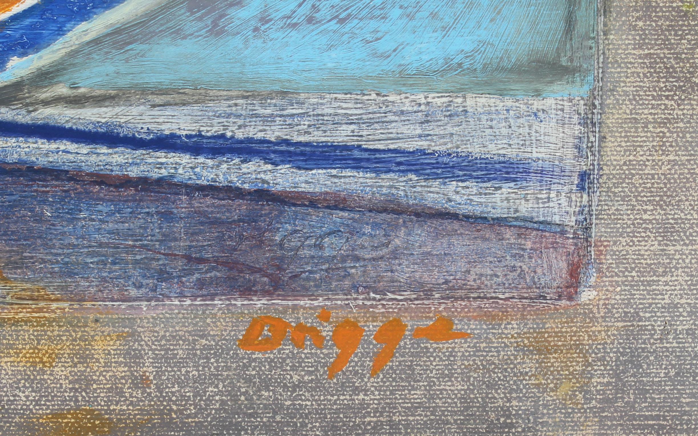 Antique American modernist abstract oil painting by Elsie B. (Gatch) Driggs (1898 - 1992).  Oil on canvas, circa 1939. Signed.  Displayed in a period frame.  Image, 22