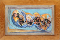 Vintage American Modernist Woman Artist Abstract Cubist Jump Rope Oil Painting