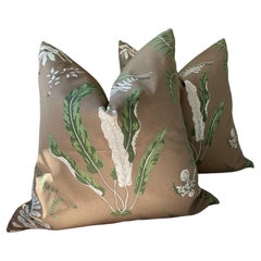 Scalamandre Indoor/Outdoor "Elsie de Wolfe" in Brown 22" Kissen - ein Paar