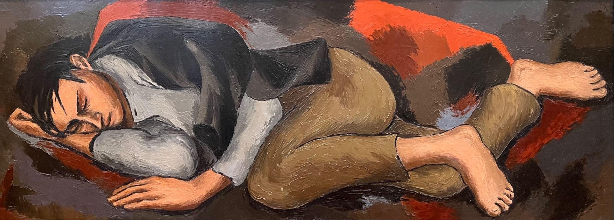 Elsie Driggs Figurative Painting - Young Man Sleeping (also known as Mexican Peasant)