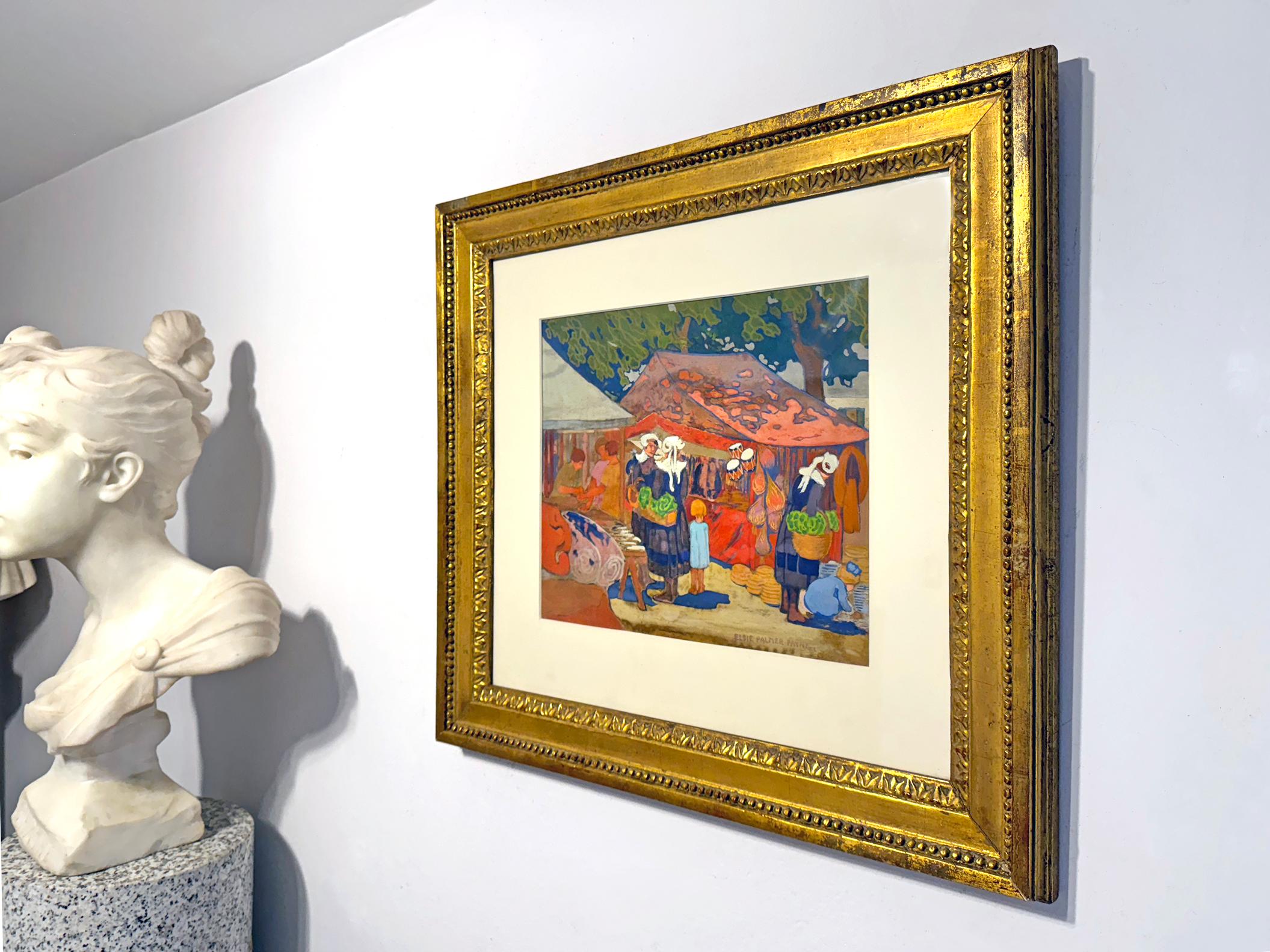 Paesaggio Fauve Scena di mercato francese di un'artista femminile americana in vendita 6