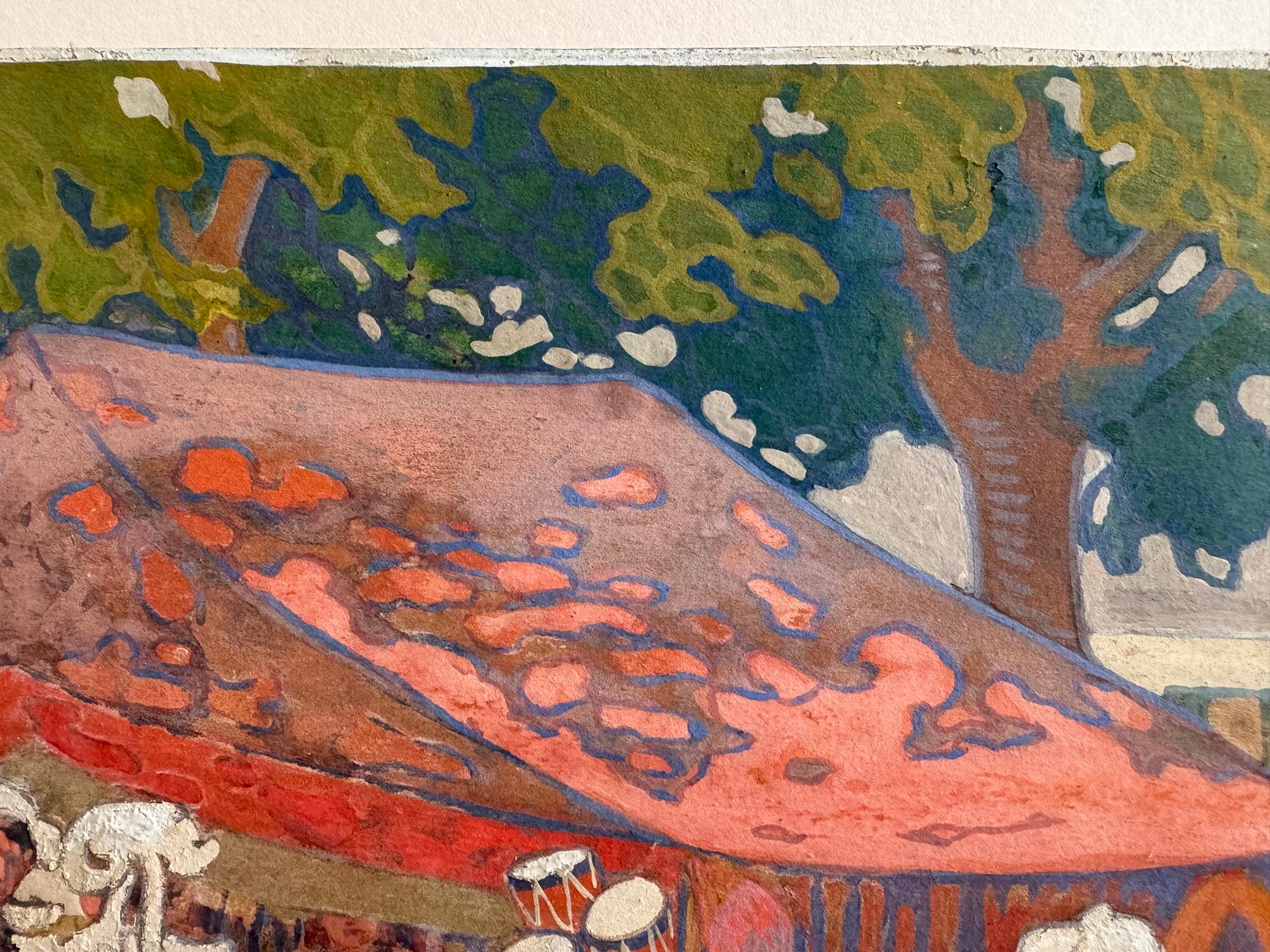 Paesaggio Fauve Scena di mercato francese di un'artista femminile americana in vendita 2