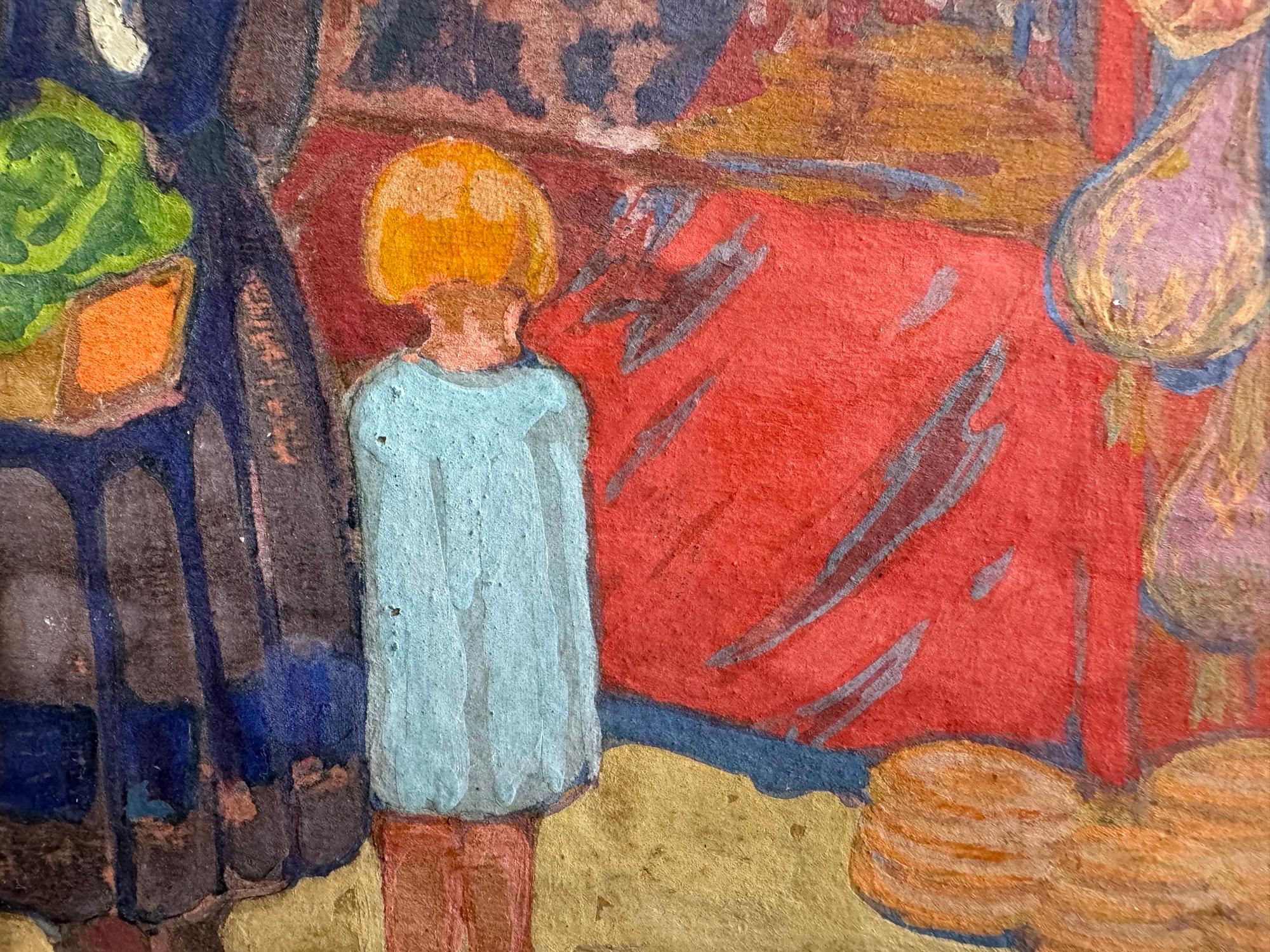 Paesaggio Fauve Scena di mercato francese di un'artista femminile americana in vendita 3