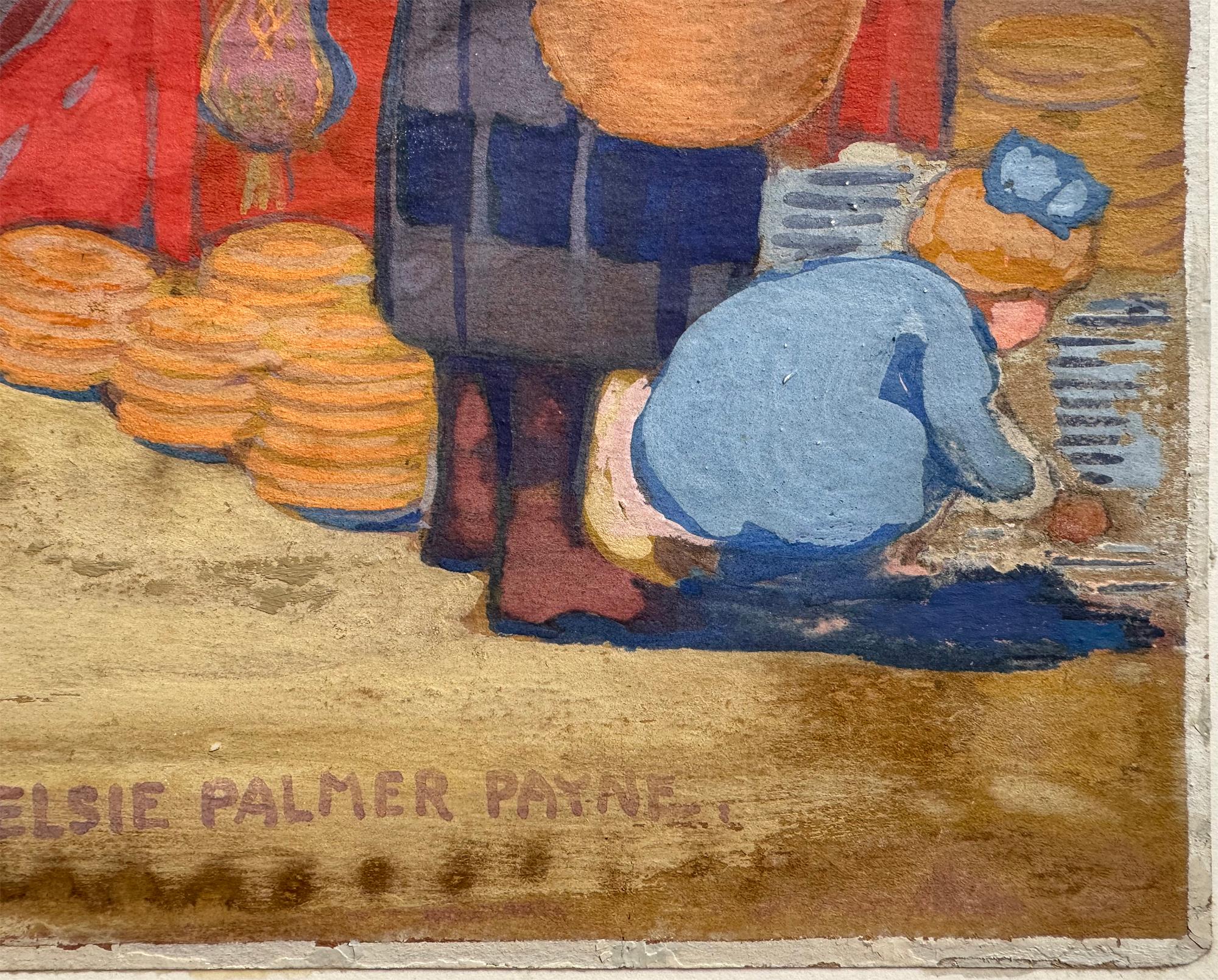 Paesaggio Fauve Scena di mercato francese di un'artista femminile americana in vendita 4