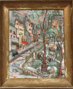 Cotizada Firmada Mujer Vintage Modernista París Café Escena callejera