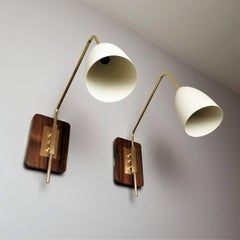 'Elska' Wall Mount Reading Lamp in Walnut, Brass & Enamel by Blueprint Lighting