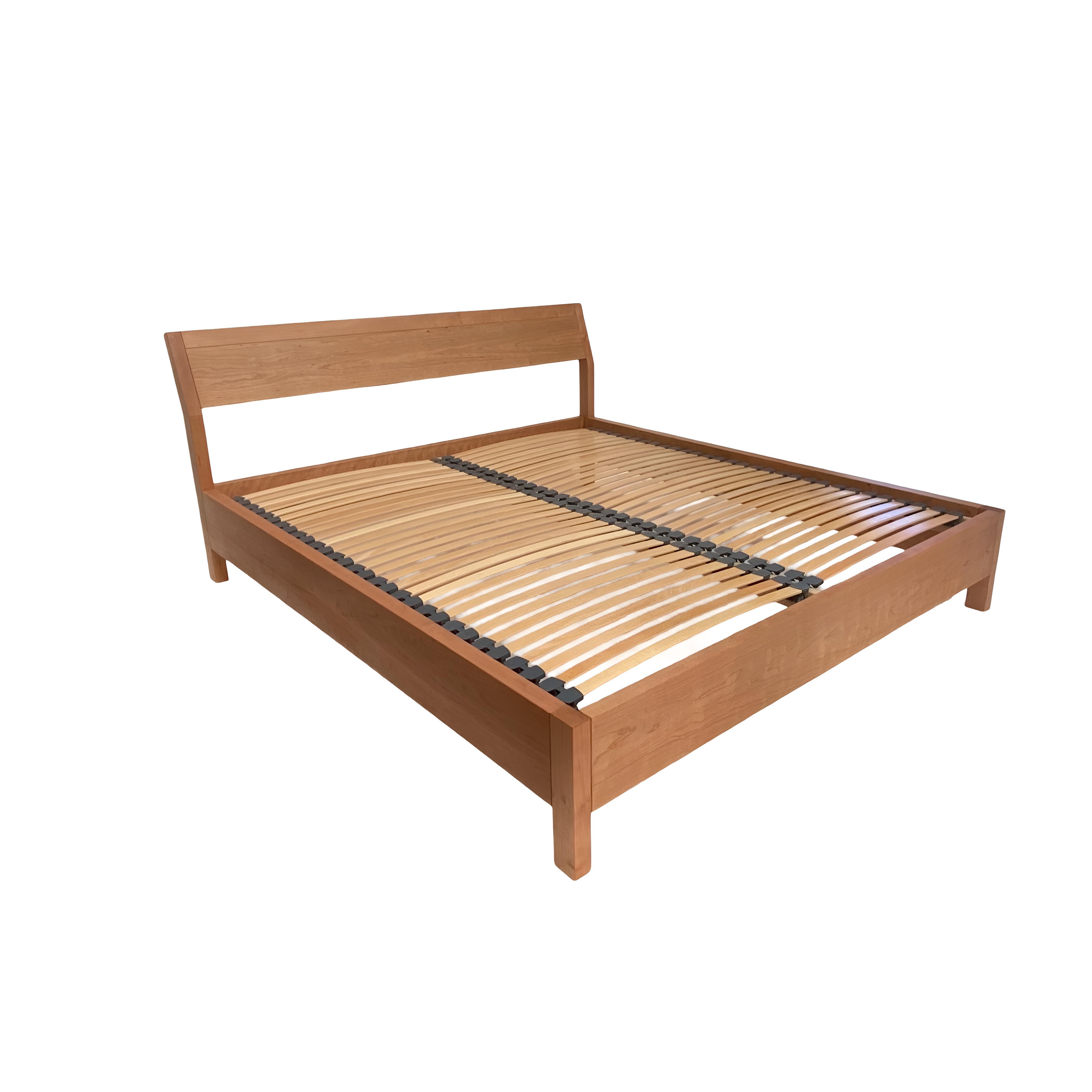 Cama Elsley, Madera de cerezo, Somier, Respaldo inclinado, King Moderno en venta