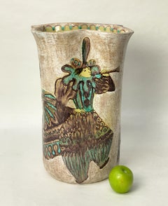 Elso Sora for A.M.A. Pesaro Italian Hand-Painted Floor Vase or Umbrella Stand